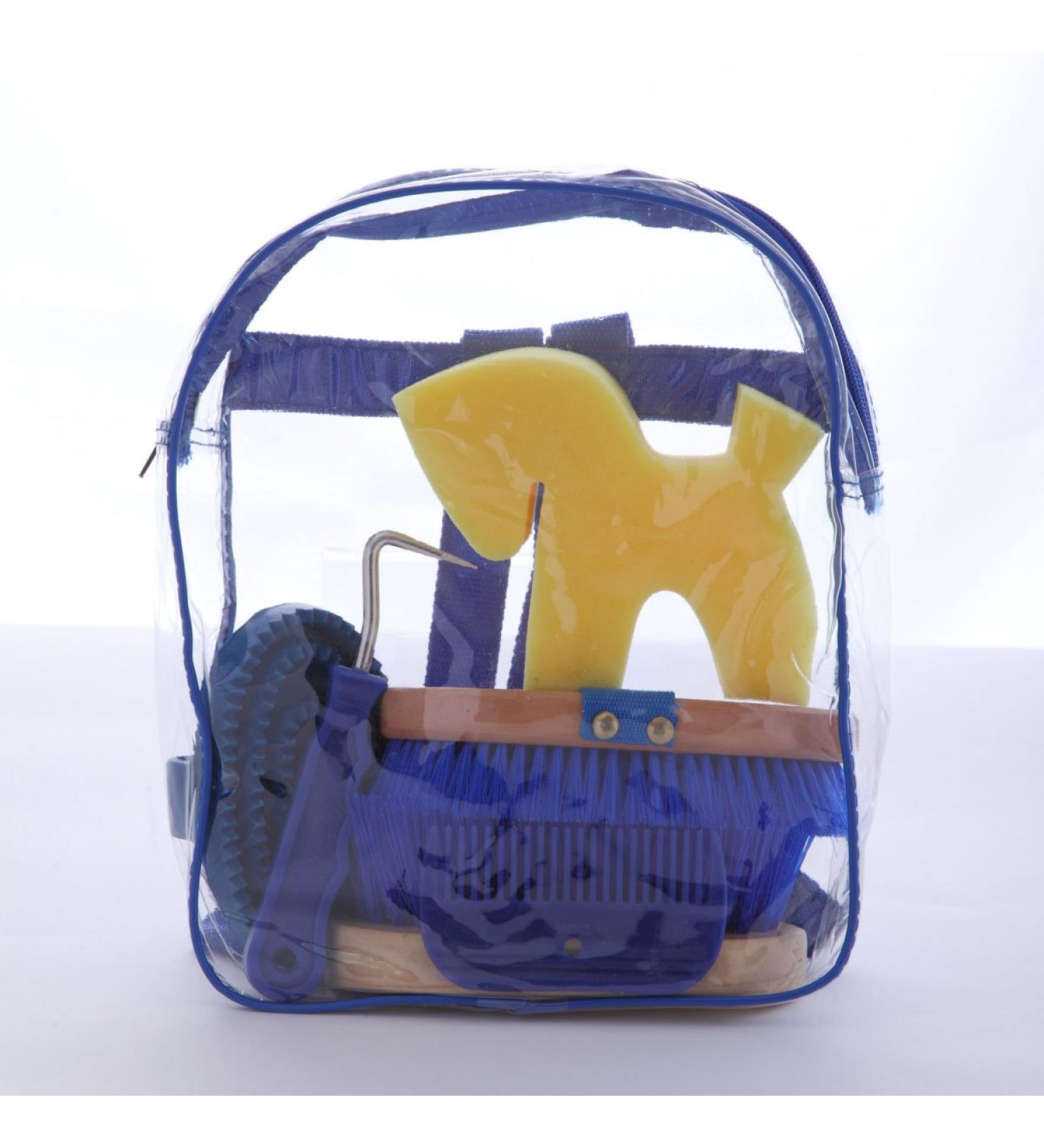 Kerbl Grooming Backpack - Blue Transparent Horse Care Set with Grooming Tools | International Shipping Available - Buy Online on SooperMarket.com