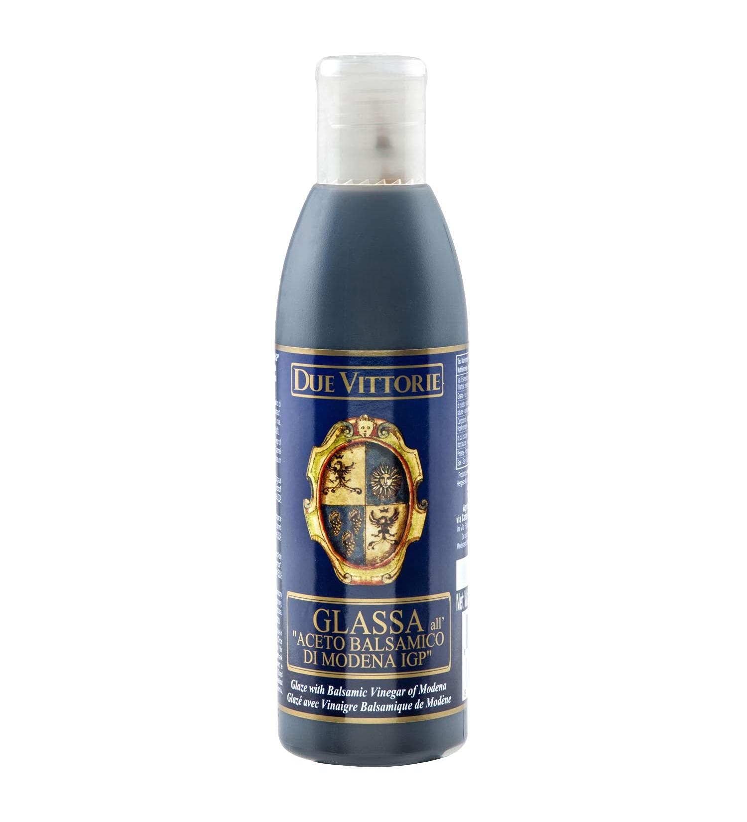 Due Vittorie Balsamic Crema Glaze - Barrel Aged Balsamic Vinegar Reduction from Italy - Gluten Free, 8.45 oz Bottle - Buy Online on SooperMarket.com