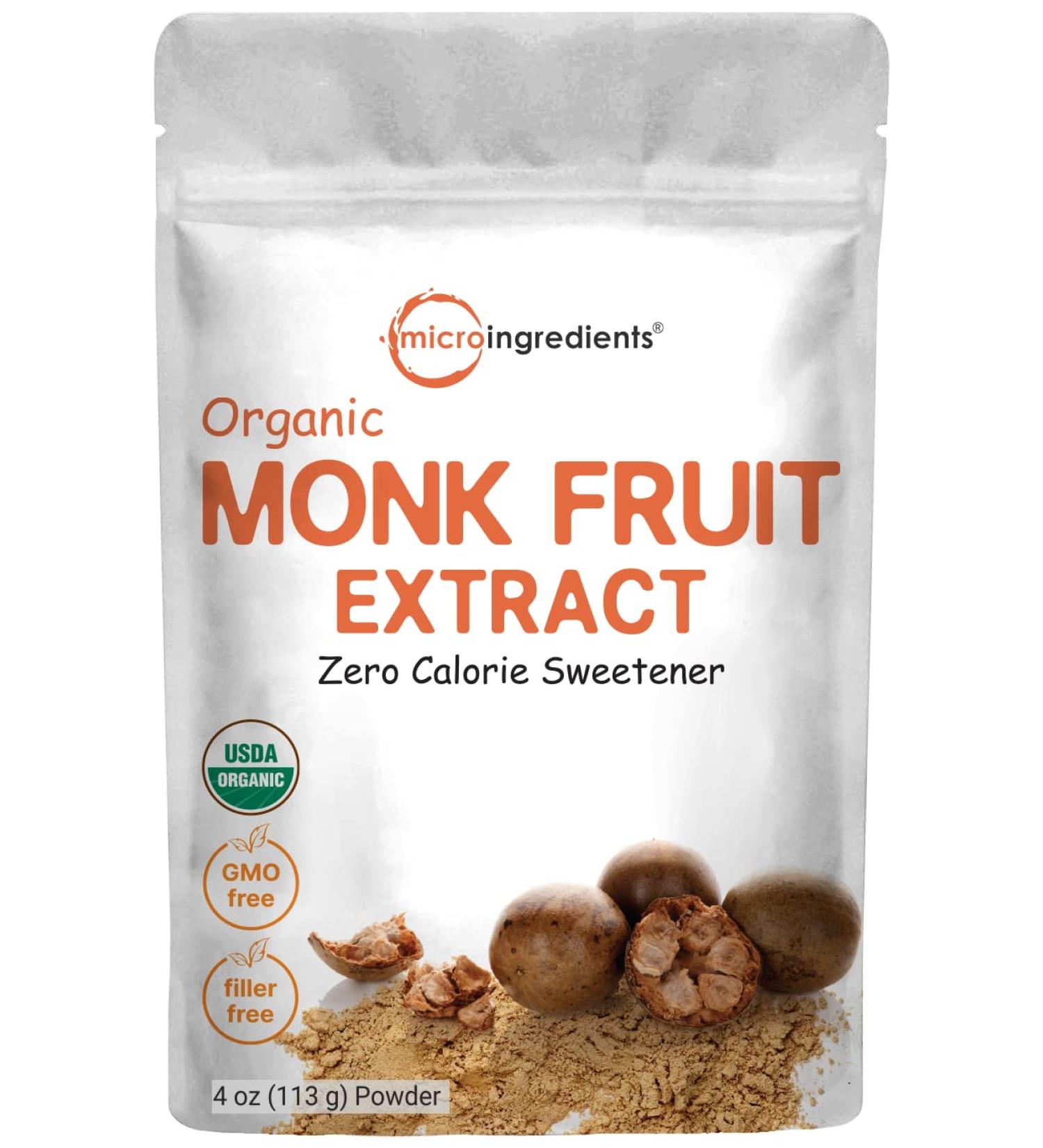 USDA Organic Monk Fruit Extract Powder | 4oz | Zero Calorie & Carb | Sugar Alternative for Keto & Paleo Diets | Natural Sweetener | Vegan-Friendly - Buy Online on SooperMarket.com