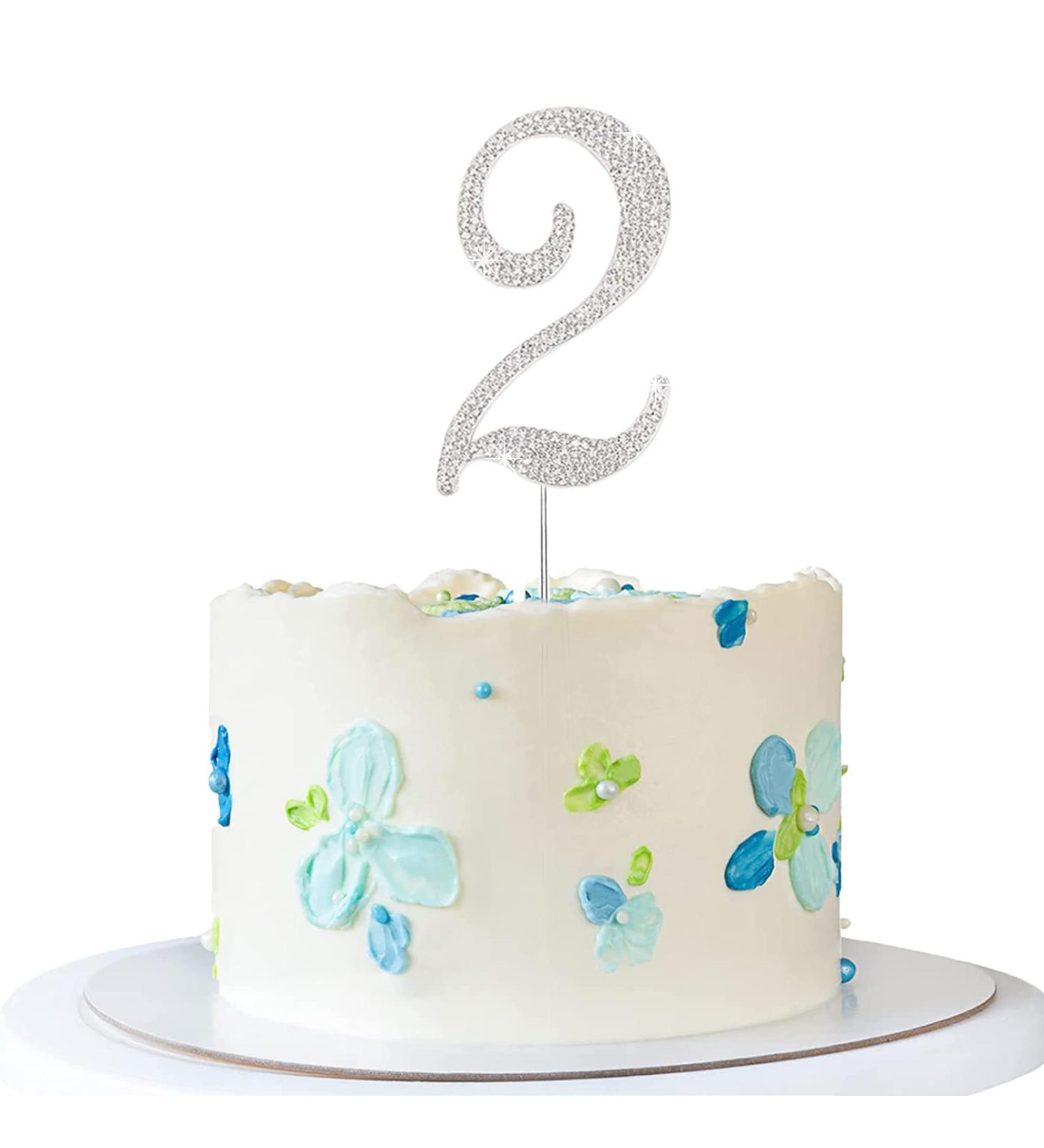 ENSTAB 0-9 Silver Rhinestone Cake Topper | Happy Birthday & Anniversary Cake Decoration | International Shipping - Buy Online on SooperMarket.com