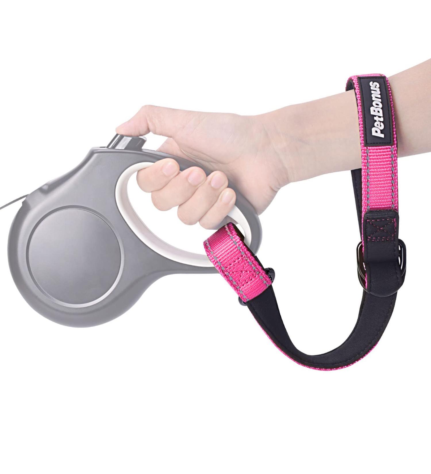 Petbonus Short Dog Leash - Adjustable Reflective Safety Bracelet for Dogs & Strollers - Soft Padded Handle (Pink) - Buy Online on SooperMarket.com