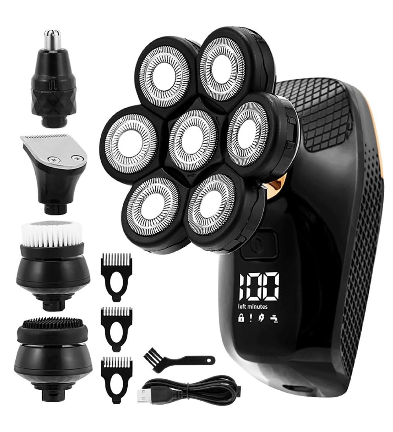 Head Shavers for Bald Men - 5 in 1 Waterproof Electric Razor | 7D Floating Cutter USB Rechargeable Trimmer - Buy Online on SooperMarket.com