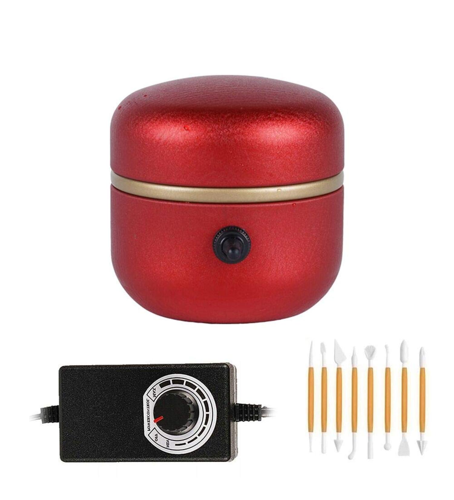 Mini Electric Pottery Wheel Machine | Adjustable Speed with Tray | Ideal for Kids, Beginners, and Ceramics Art | Red - Buy Online on SooperMarket.com