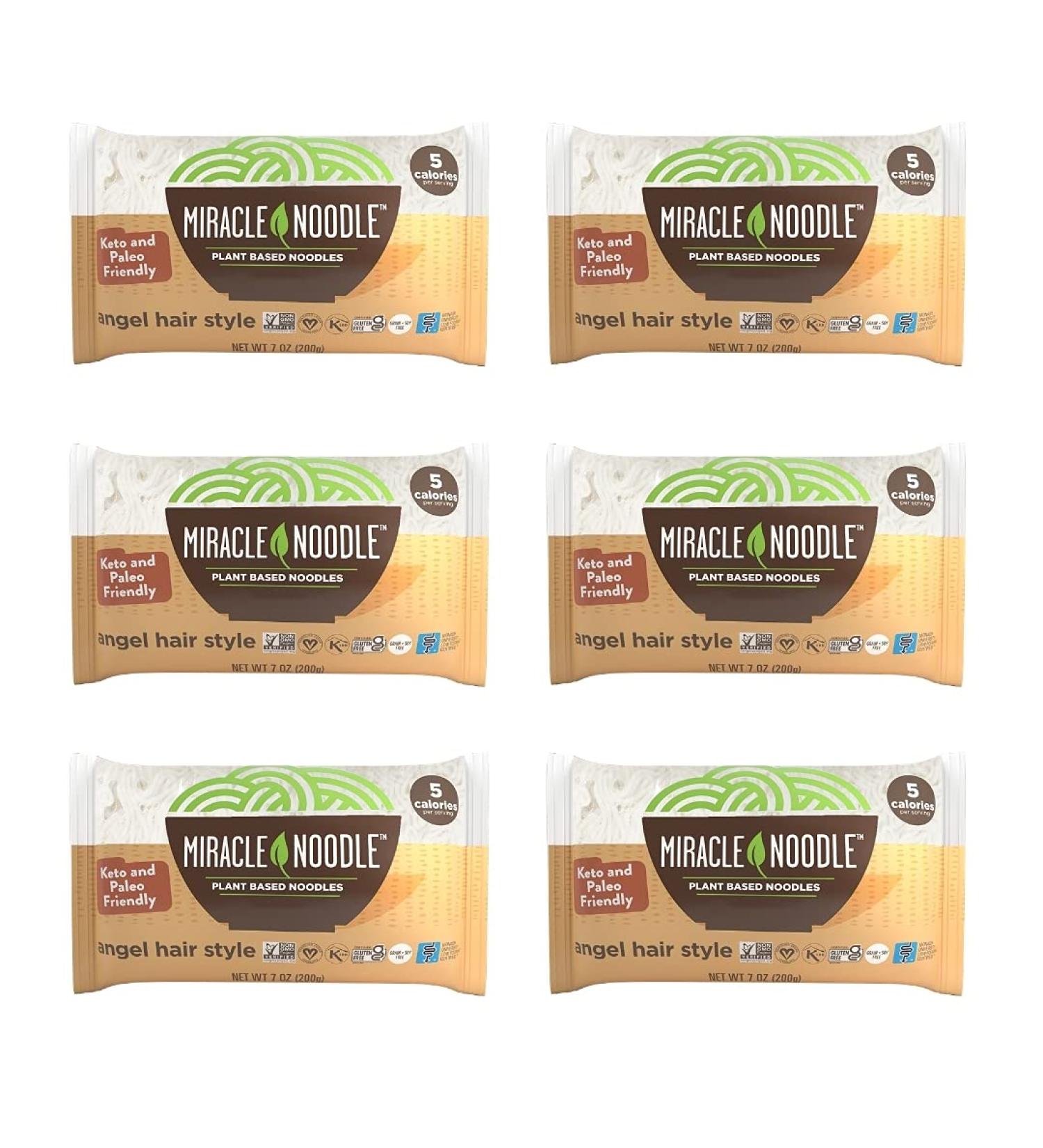 Miracle Noodle Angel Hair Pasta - Plant Based Shirataki Noodles - Keto, Vegan, Gluten-Free, Low Carb, Paleo - 7 oz (Pack of 6) - Buy Online on SooperMarket.com