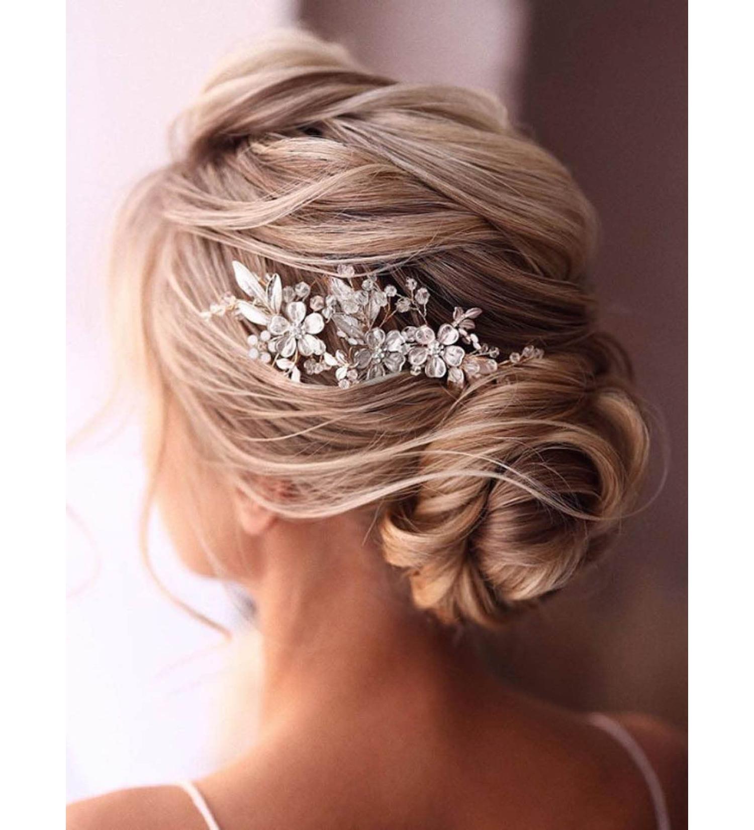 Edary Bridal Crystal Wedding Hair Comb - Flower & Leaf Hair Accessories for Women & Girls (2 Pack) - Buy Online on SooperMarket.com