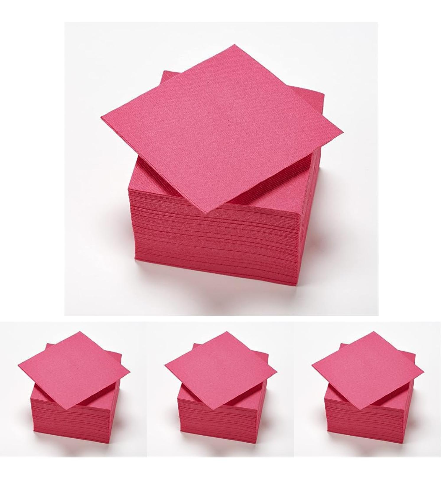 Le Nappage Pink Paper Napkins - FSC Certified Biodegradable & Recyclable - 50 Pack (24x24 cm) - Eco-Friendly Table Decor - Buy Online on SooperMarket.com