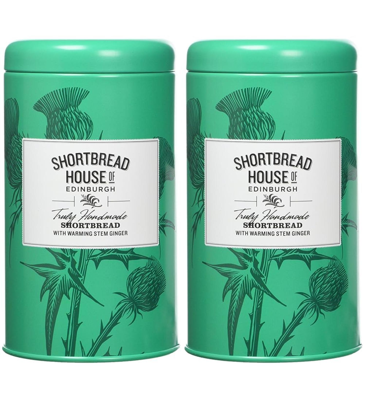 Shortbread House of Edinburgh | Handmade Scottish Shortbread with Stem Ginger | 140g Tin (Pack of 2) - Buy Online on SooperMarket.com