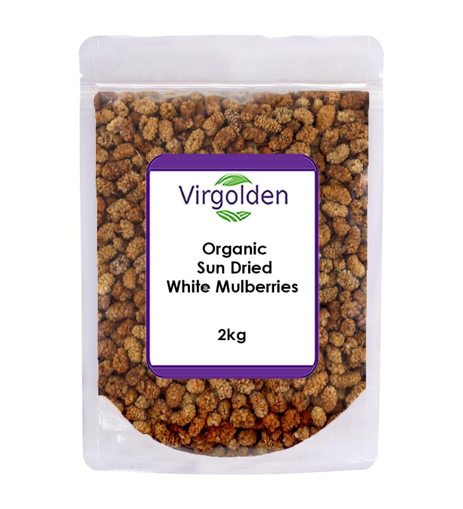 Organic Sun Dried White Mulberries 2kg by Virgolden Organic - Buy Online on SooperMarket.com