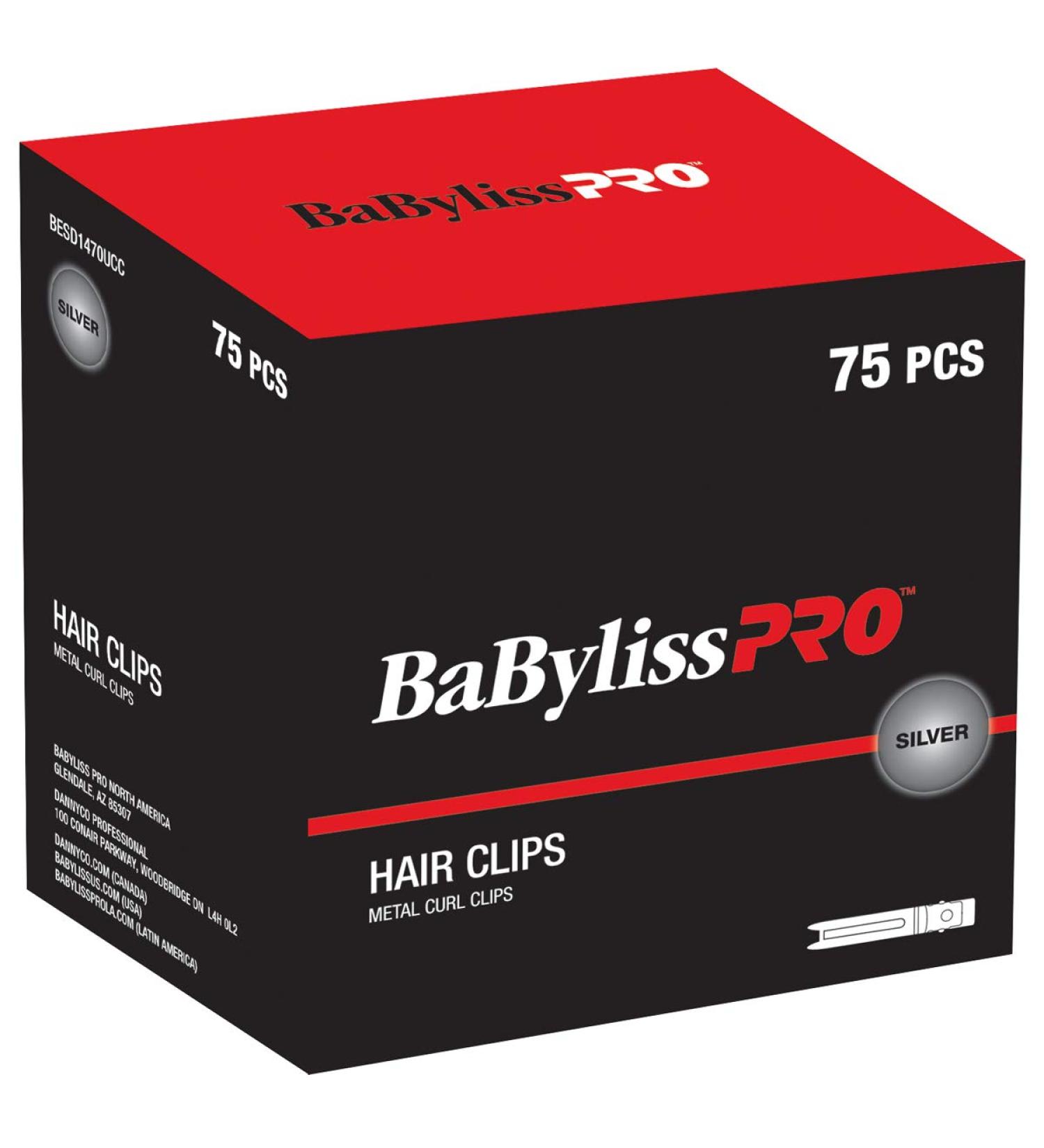 BaBylissPRO Stainless Steel Almar Type Curl Clips 75 per Box