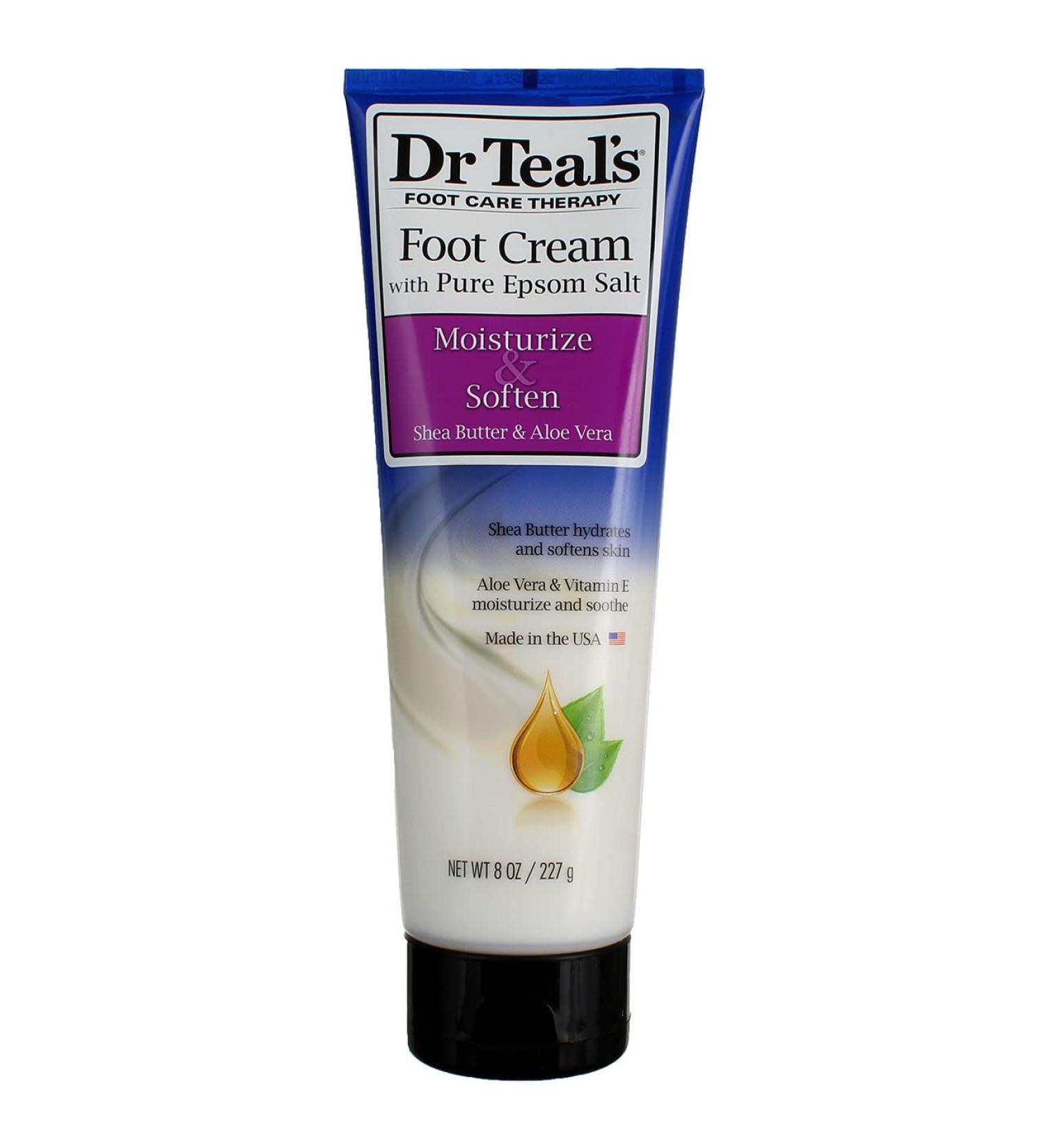 Dr. Teals Pure Epsom Salt Foot Cream Gift Set - 4 Pack 8oz Ea. - Shea Butter, Aloe Vera, Essential Oils - Moisturize, Soften, Eases Aches & Pains - Buy Online on SooperMarket.com