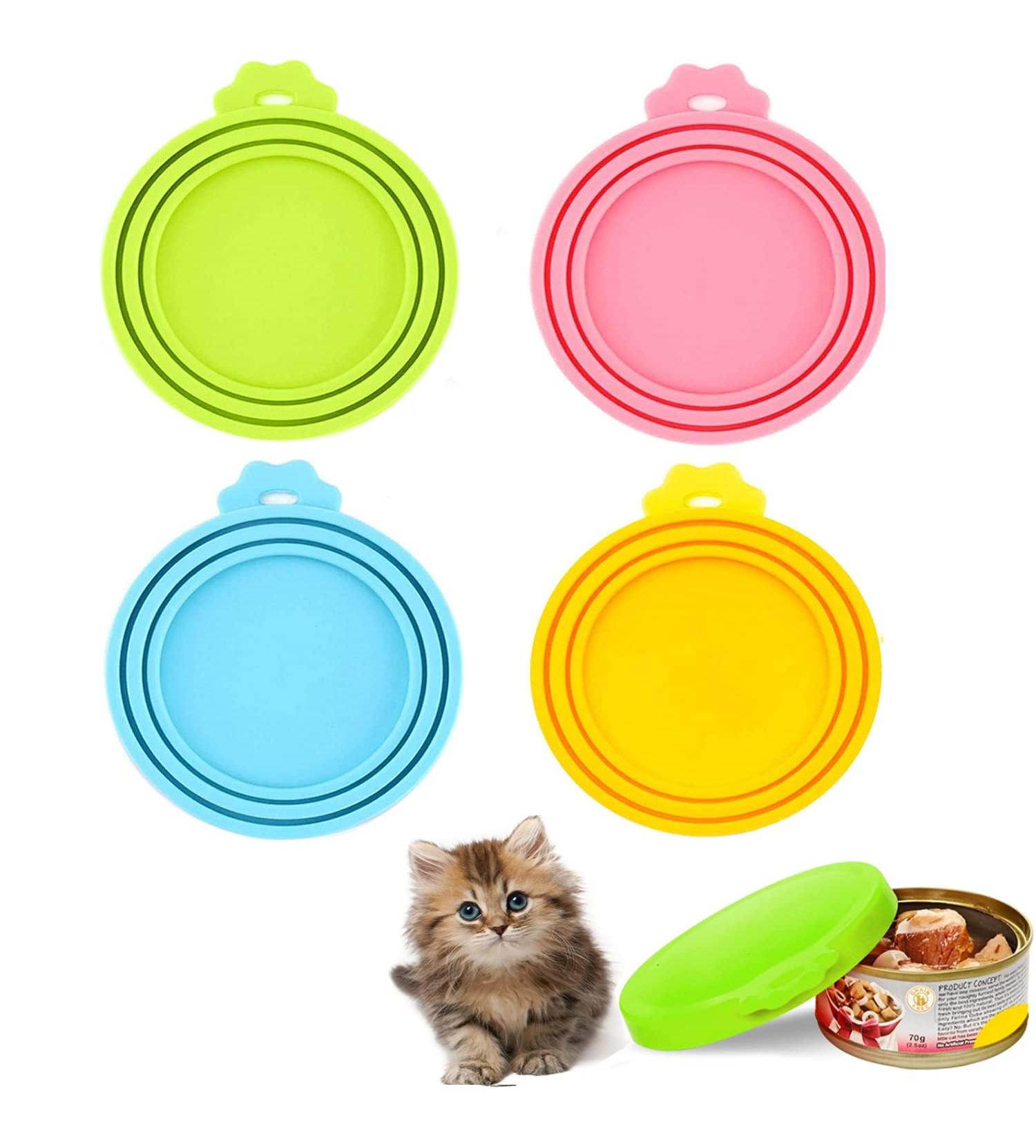 4 PCS Tin Can Lids for Pet Food Cover Silicone Tins Lid Cat Food Storage Cans Sealer Universal Size Cap for Pets Food Toppers Lids 4 Colors - Buy Online on SooperMarket.com