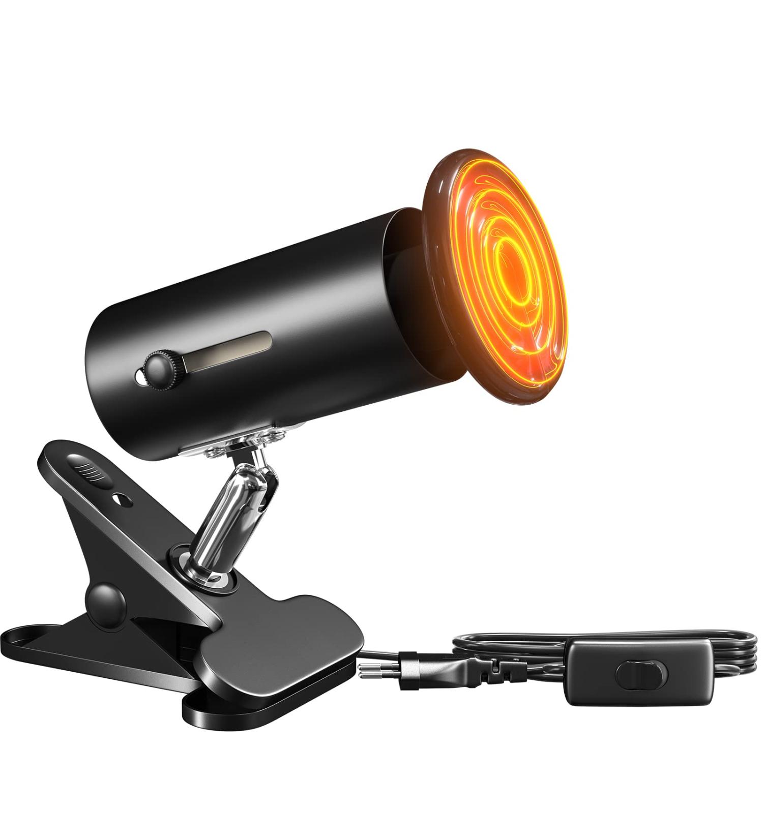Bonlux 100W Reptile Heat Lamp with Adjustable Holder | E27 Basking Lamp for Terrarium | Infrared Heat Bulb for Lizards, Tortoise, Snake, Chicken, Puppies - Buy Online on SooperMarket.com