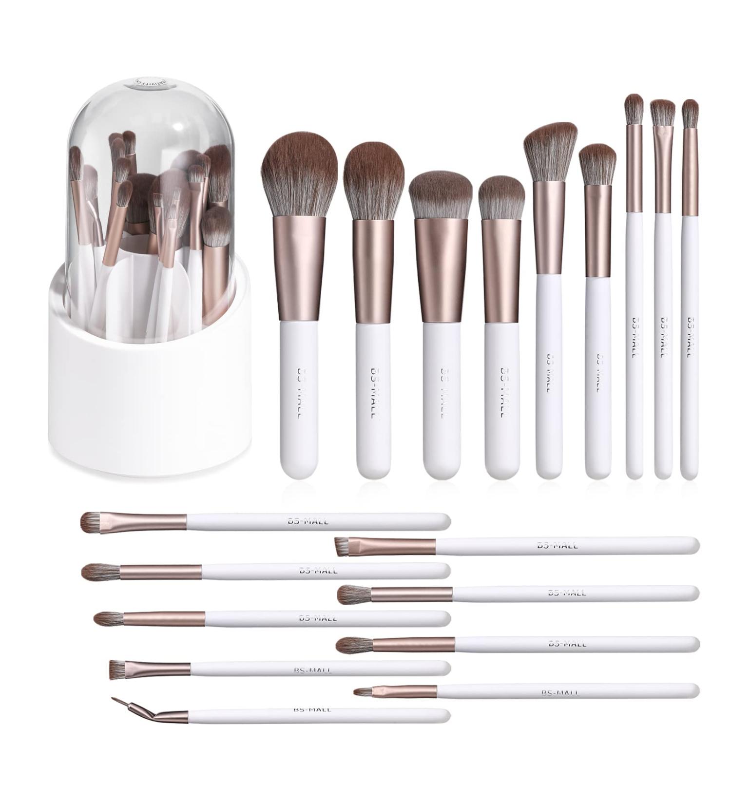 BS-MALL 18 Pcs Premium Synthetic Makeup Brush Set with Brush Holder - White - Buy Online on SooperMarket.com