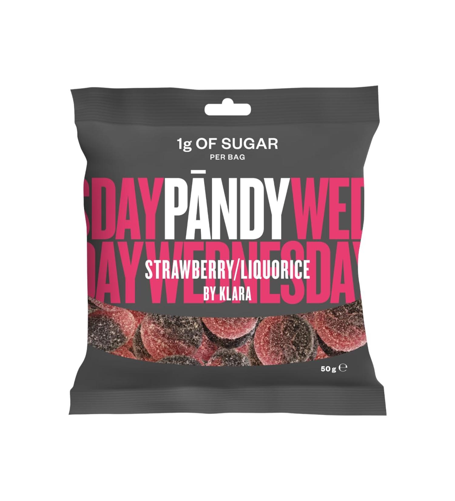 PANDY Strawberry Liquorice Gummy Candies - Low Sugar & Calorie Classic Treat | 50g Bag - Buy Online on SooperMarket.com