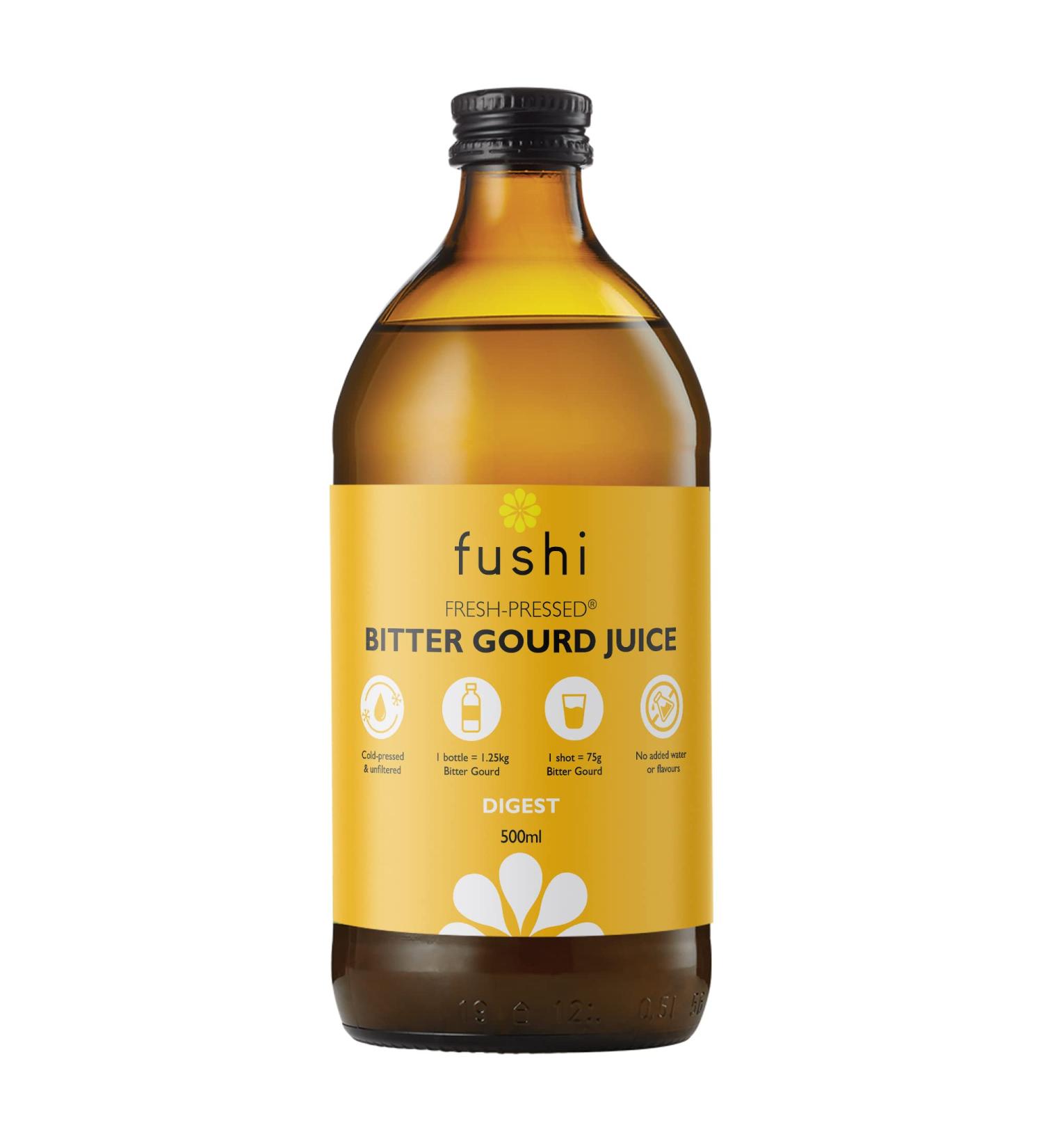 Fushi Pure Bitter Gourd Juice 500ml | Cold-Pressed | Natural Preservative | Best for Digestion Purifying Inner Health | Ethical & Vegan Society Approved | Manufactured in The UK - Buy Online on SooperMarket.com