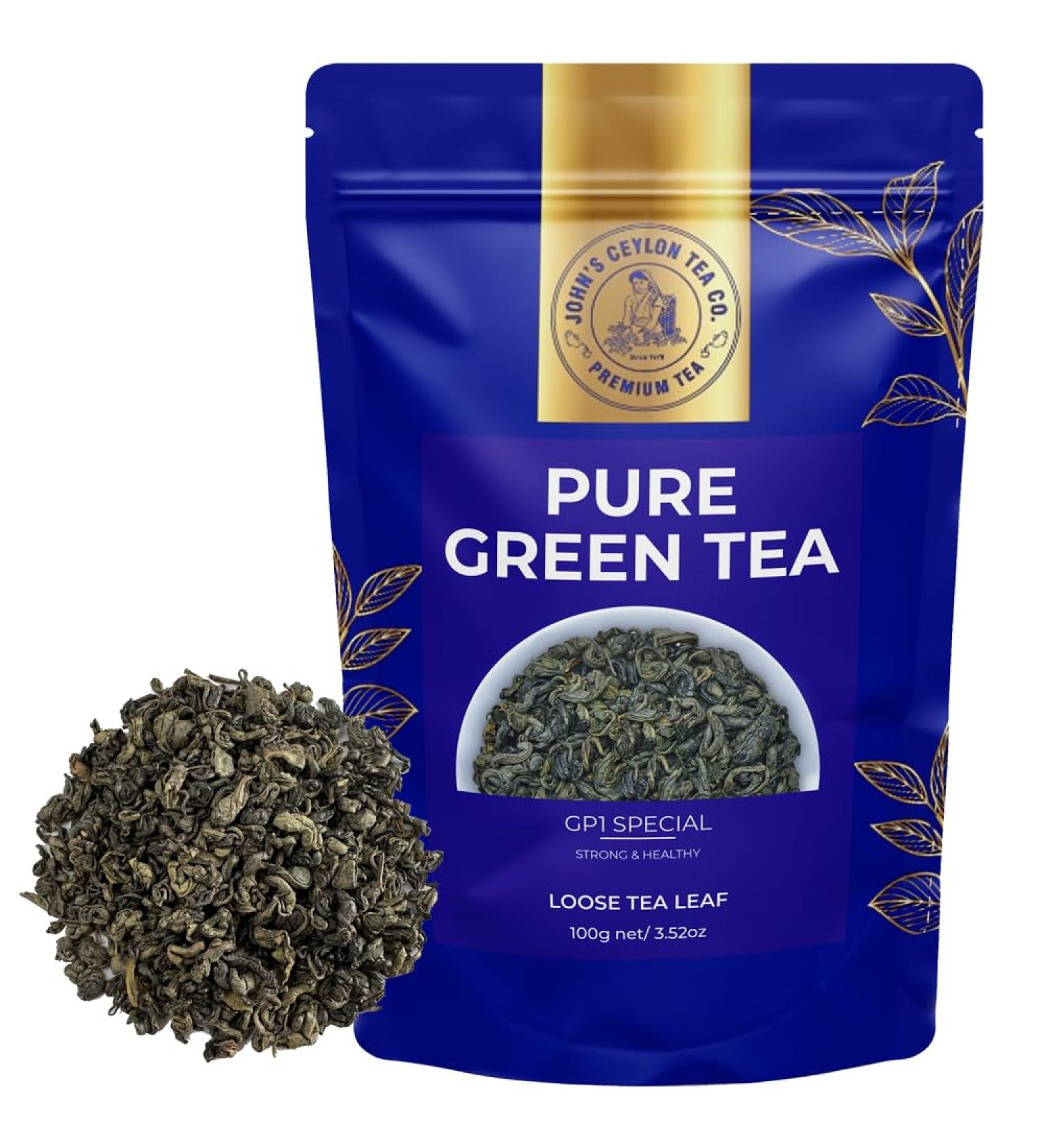 Ceylon Green Tea Gun Powder GP1 - High Grown Loose Leaf with Mellow & Smoky Taste | 100g Loose Tea - Buy Online on SooperMarket.com