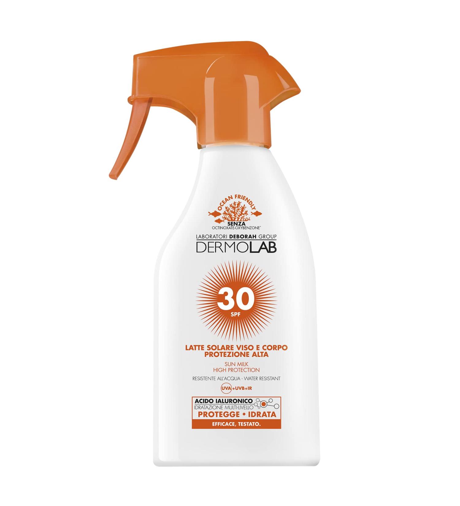 Dermolab Sun milk spray for face and body SPF 30 water resistant 250 ml - Buy Online on SooperMarket.com