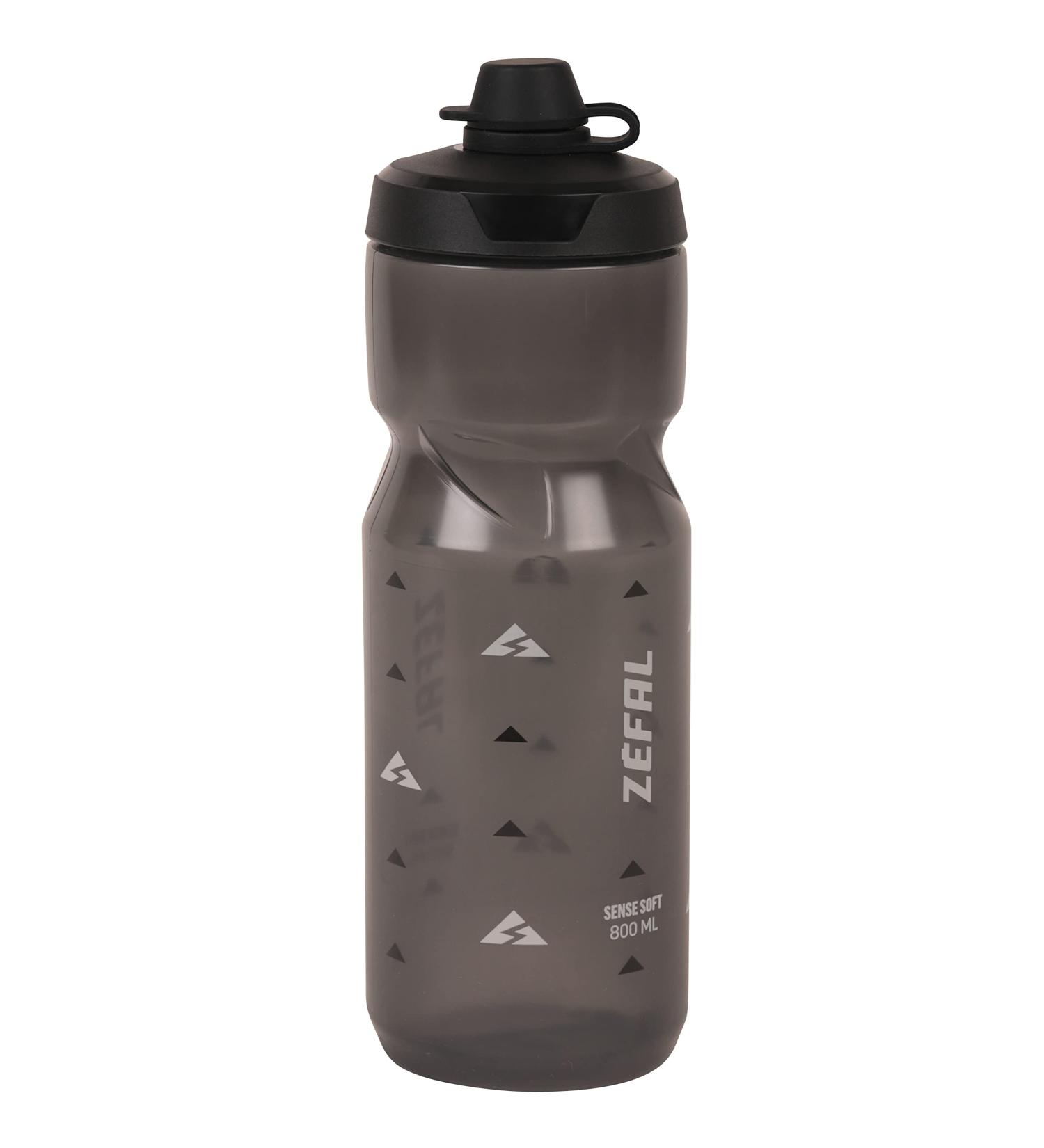 Zefal Sense Soft No Mud Bicycle Bottle - 800ml BPA-Free MTB Water Bottle with Mud Protection - Smoke Black - Buy Online on SooperMarket.com