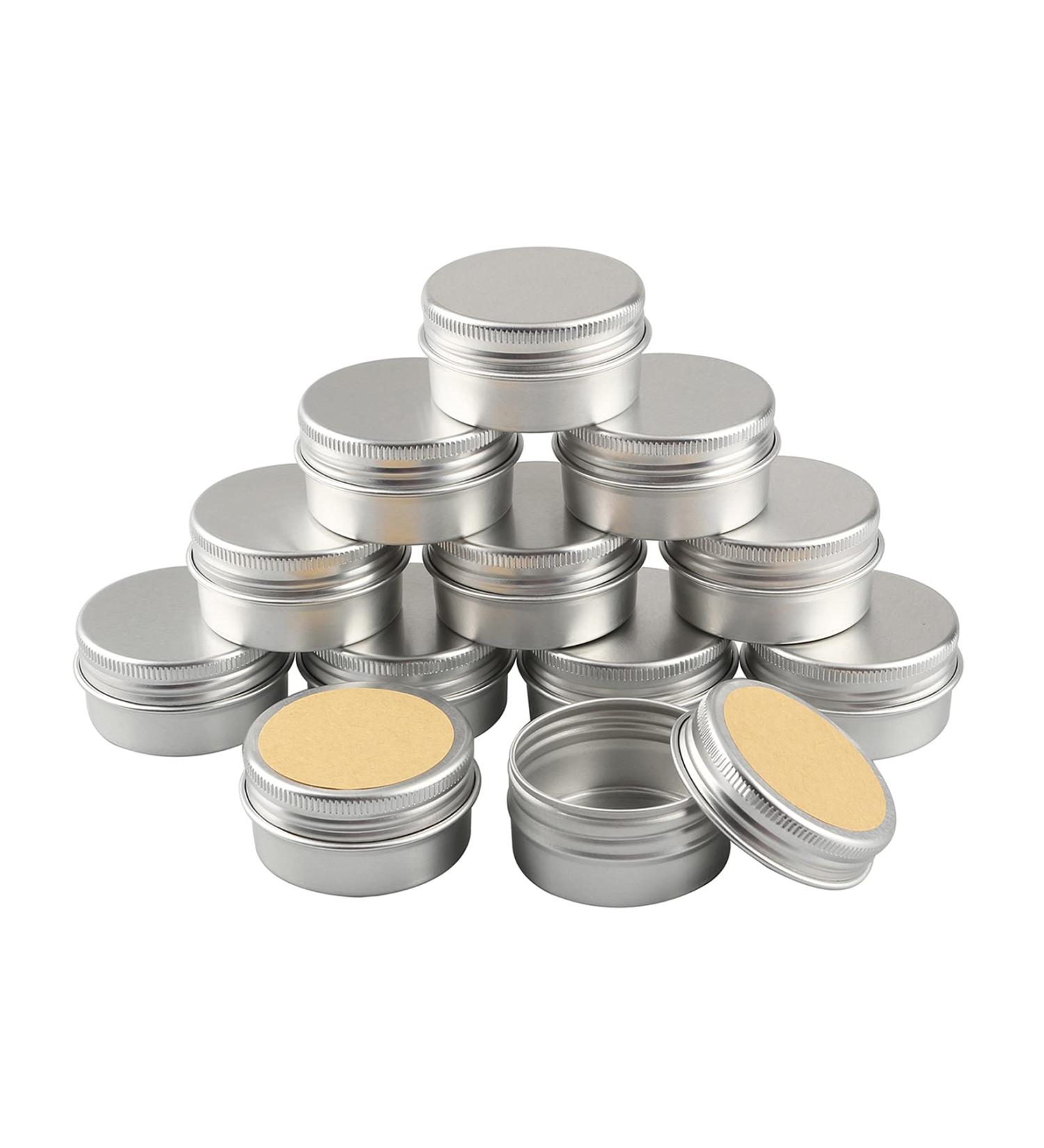 Buy 12-Piece Silver Aluminum Screw Cap Candle Boxes - 30ml Round Containers with Stickers | CREMEDOSE COSMETICS - Buy Online on SooperMarket.com