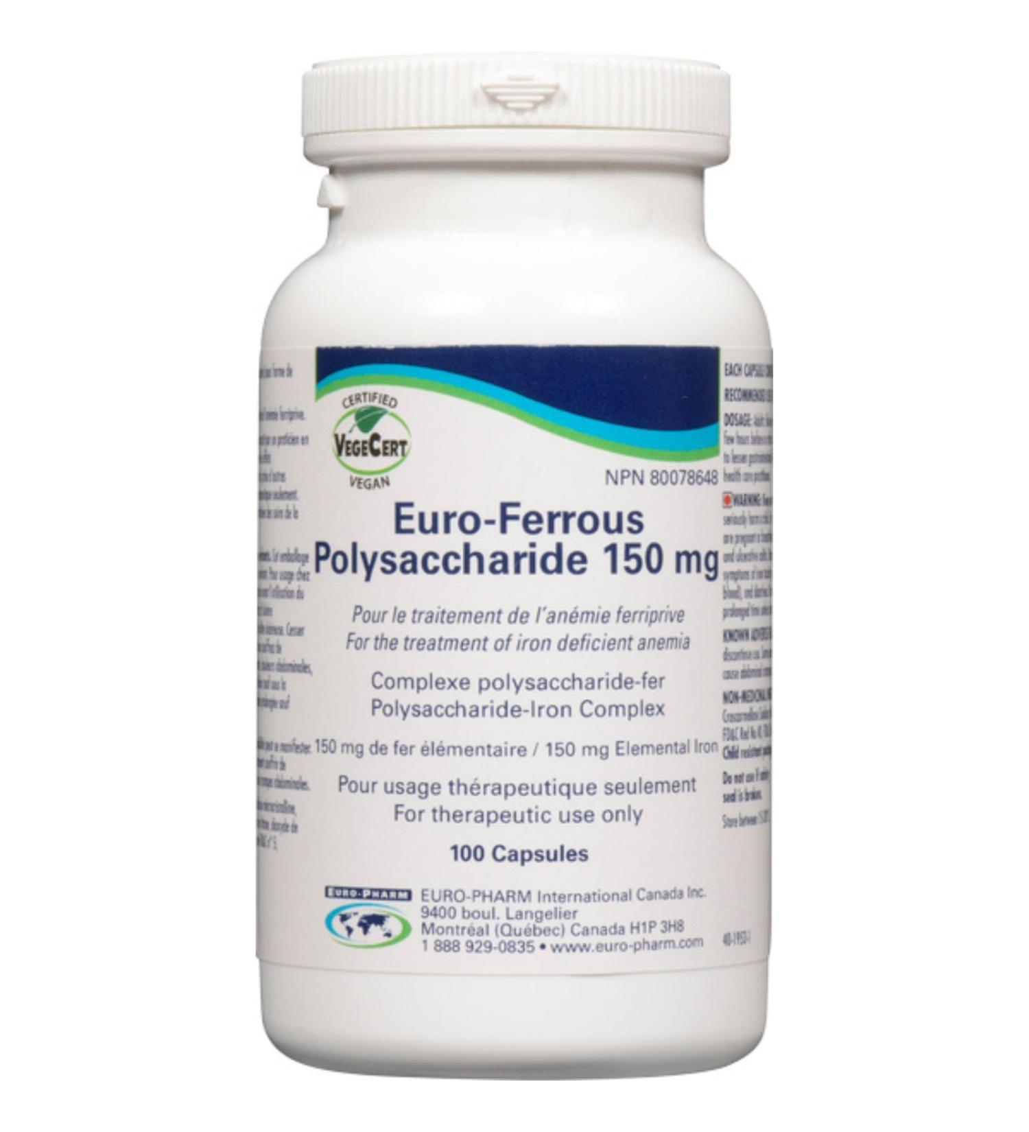 Premium Euro-Ferrous Polysaccharide 150mg - 100 Vegan Capsules for Enhanced Iron Absorption