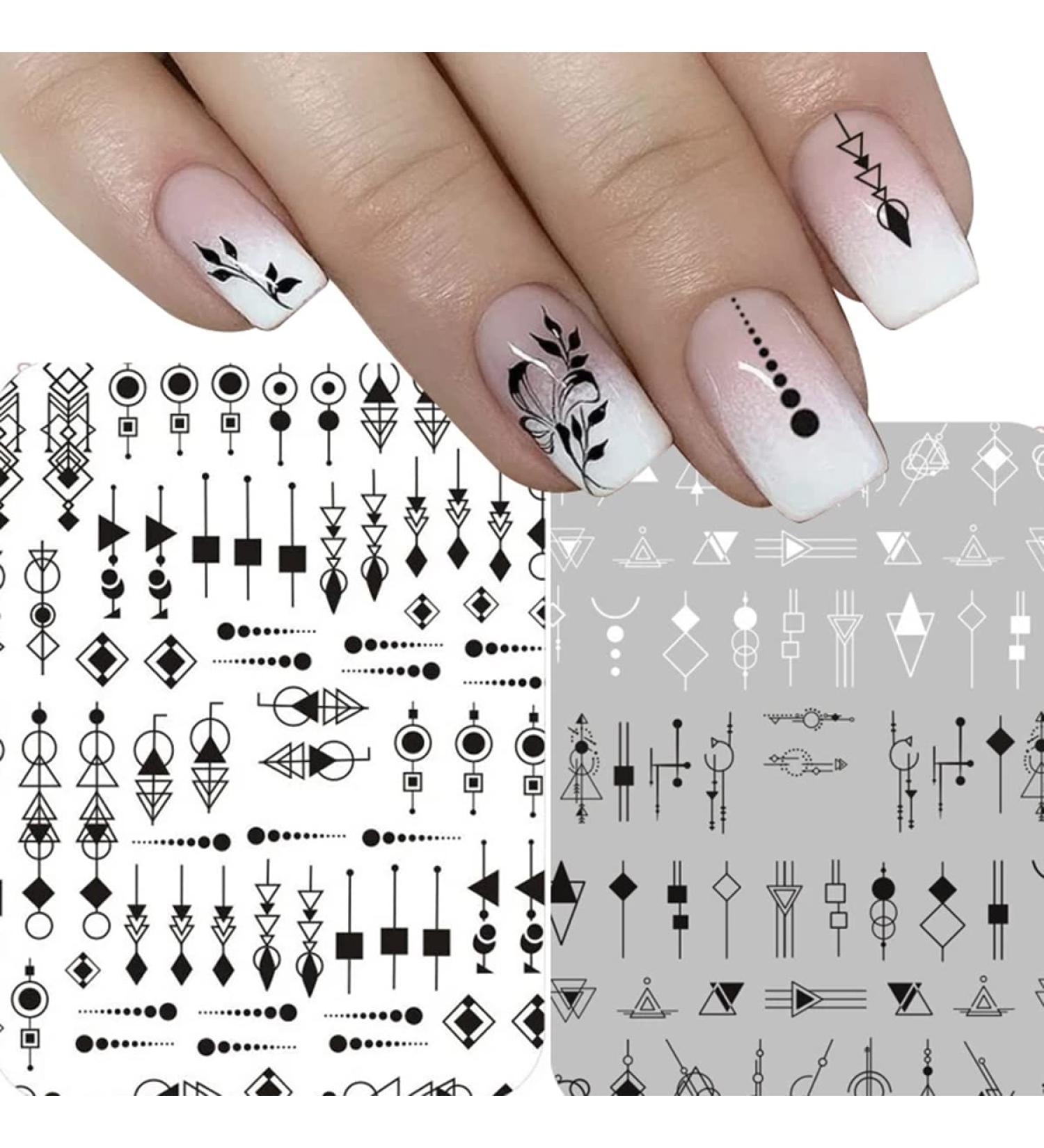 Geometric Heart & English Letter Nail Art Stickers - 6 Sheets - Buy Online on SooperMarket.com
