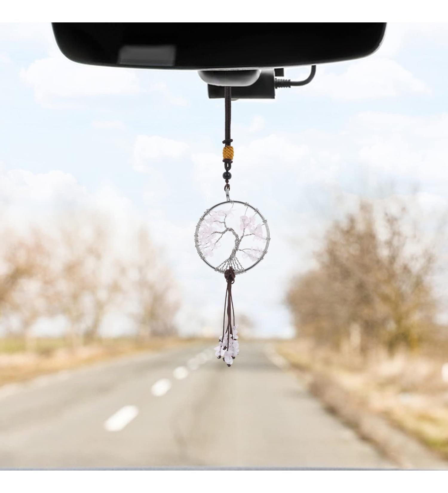 Shop Cobee Tree of Life Hanging Ornament for Car Mirrors | 7 Chakra Stones | Reiki & Good Luck Decoration for Cars & Windows (White/Pink) - Buy Online on SooperMarket.com