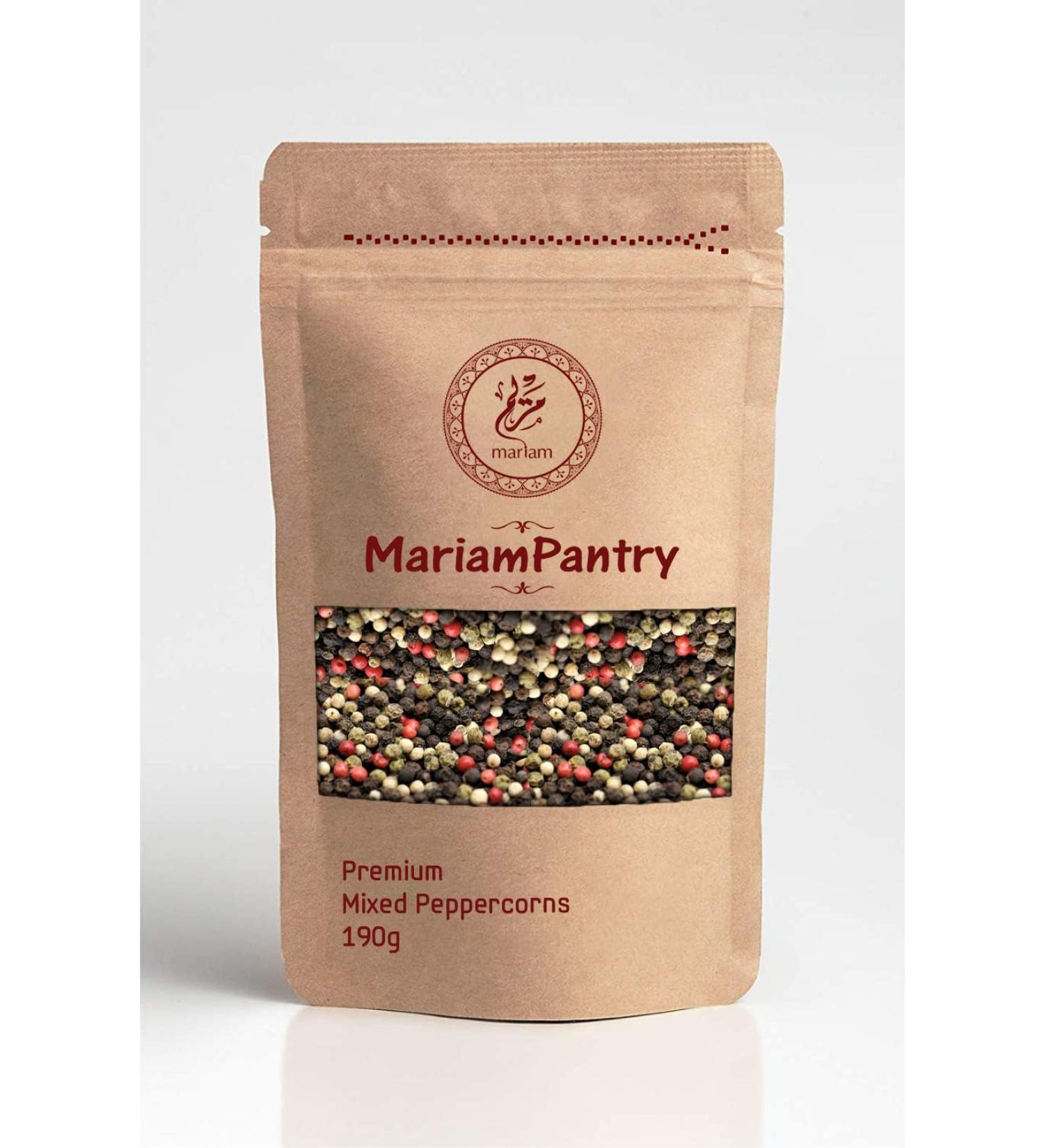 Organic Mixed Peppercorns 190g Whole Dried - MariamPantry Resealable Bag | 190g - Buy Online on SooperMarket.com
