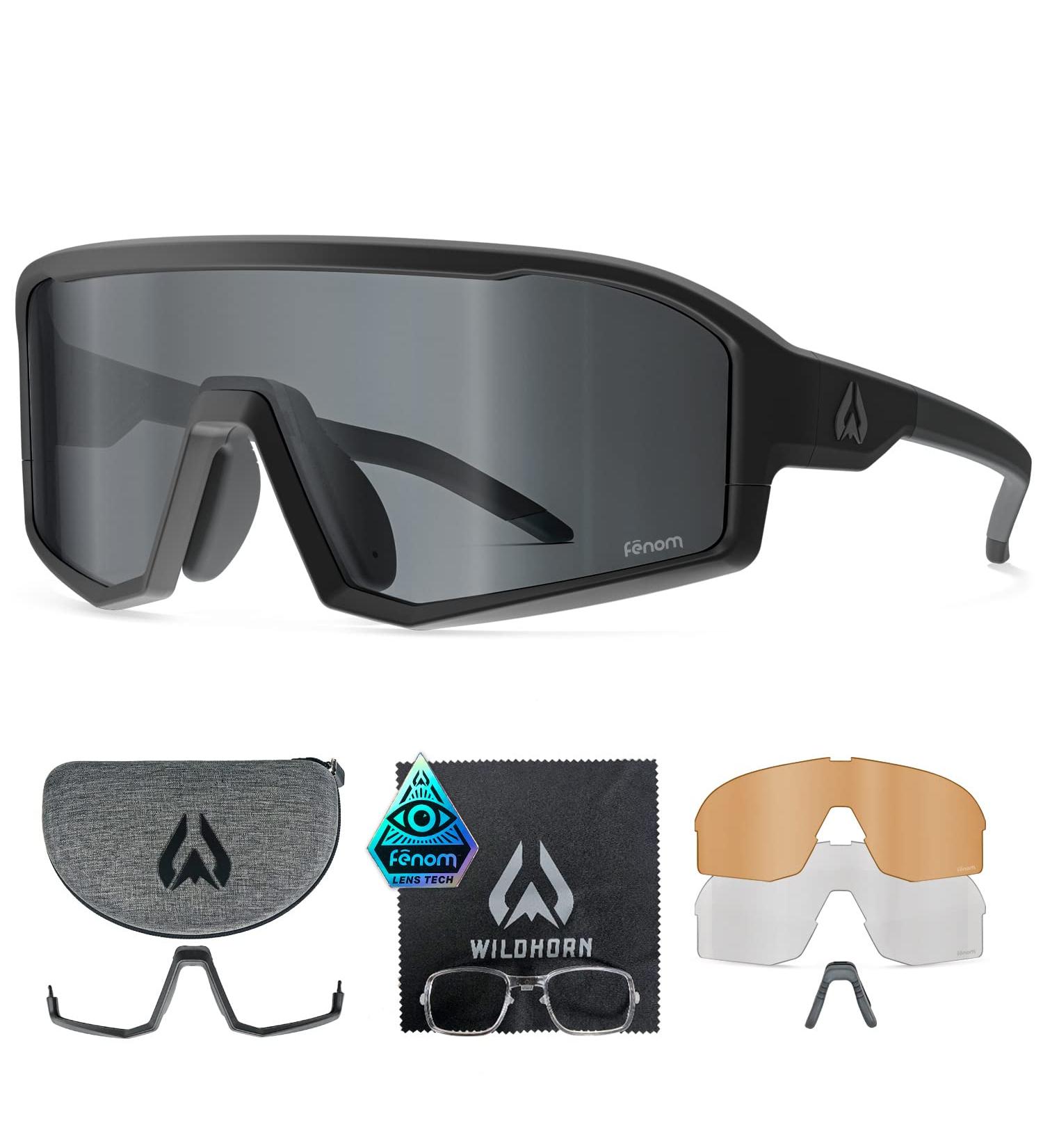 Wildhorn Radke MTB Cycling Glasses - UV400 Sports Sunglasses for Men | 3 Interchangeable Lenses - Stealth Jetblack - Buy Online on SooperMarket.com