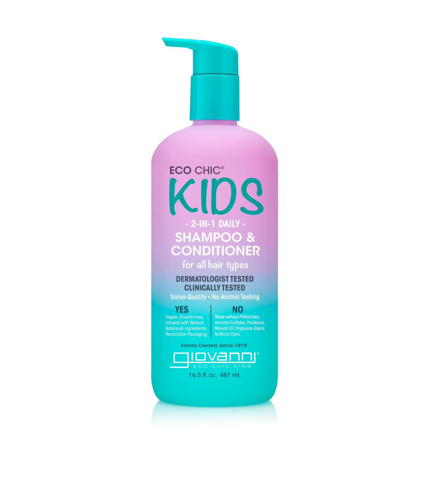 GIOVANNI Eco Chic Kids 2 in 1 Shampoo & Conditioner - Vegan Gentle Formula for All Hair Types - 16.4 Fl Oz - Best Kids Shampoo & Conditioner - Buy Online on SooperMarket.com