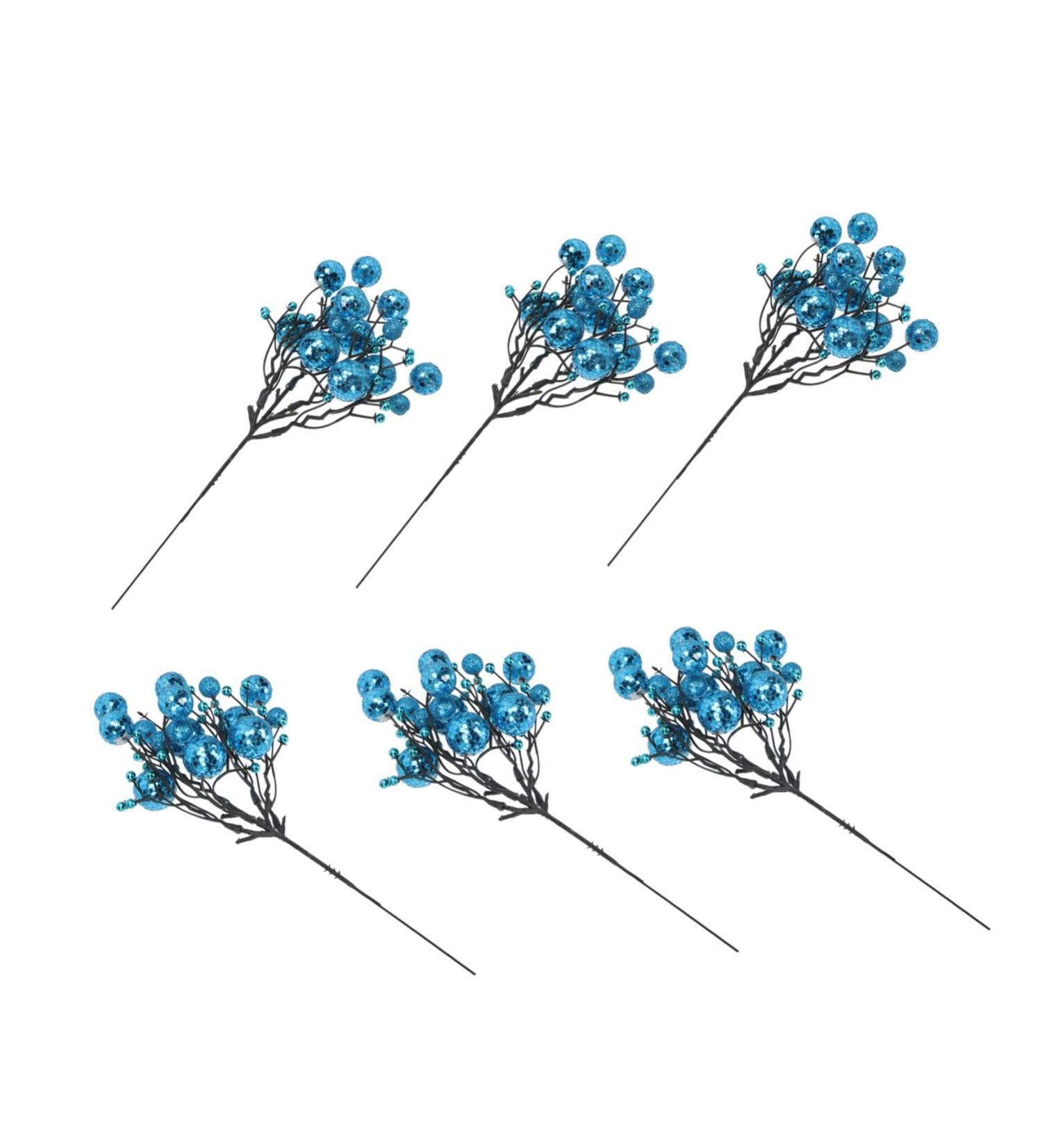 Zerodeko 6pcs Berry Bunch Cuttings Artificial Red Berry Stems Green Decor Wedding Decorations Artificial Berry Twig Stem Holly Berries for Crafts Ornament Plastic Christmas Plant Blue 30x10cm - Buy Online on SooperMarket.com