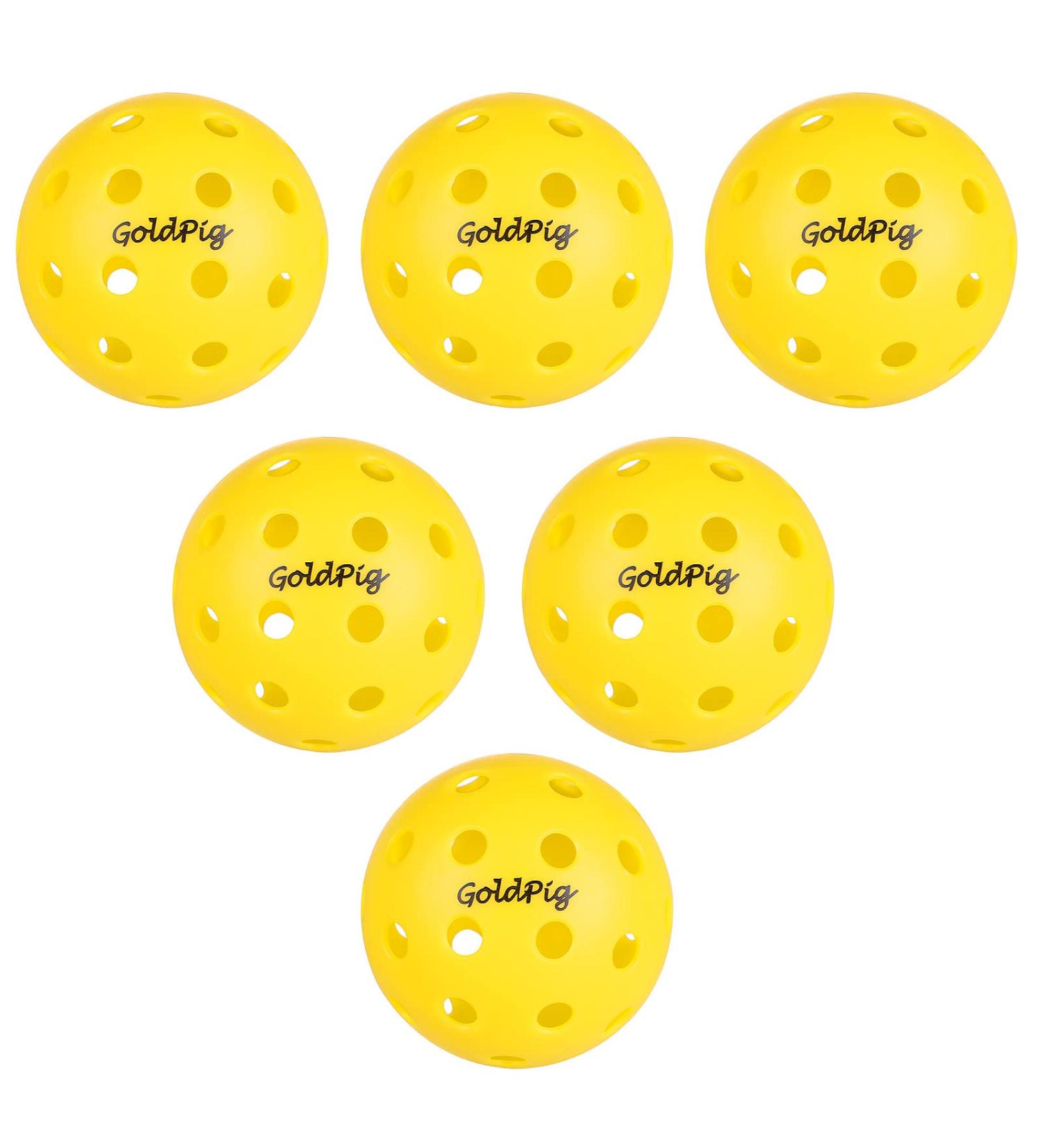Yellow Outdoor Pickleball Balls 6-Pack - High Bounce & Durable with 40 Holes - Ideal for All Pickleball Paddles - Includes Carry Bag & Handle Straps - Buy Online on SooperMarket.com