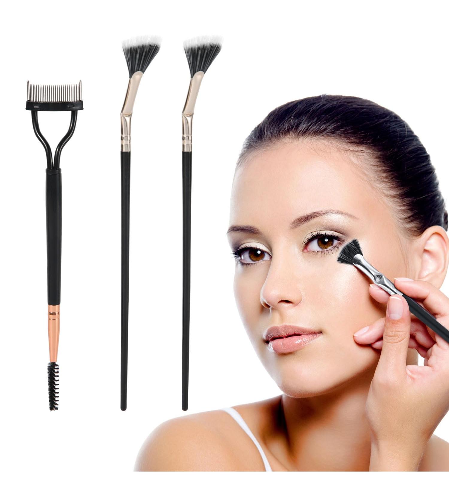 Premium Eyelash Separator Comb & 2 Mascara Fan Brushes - Dual Head Lash Shaper Tool for Perfect Eye Makeup | International Shipping - Buy Online on SooperMarket.com