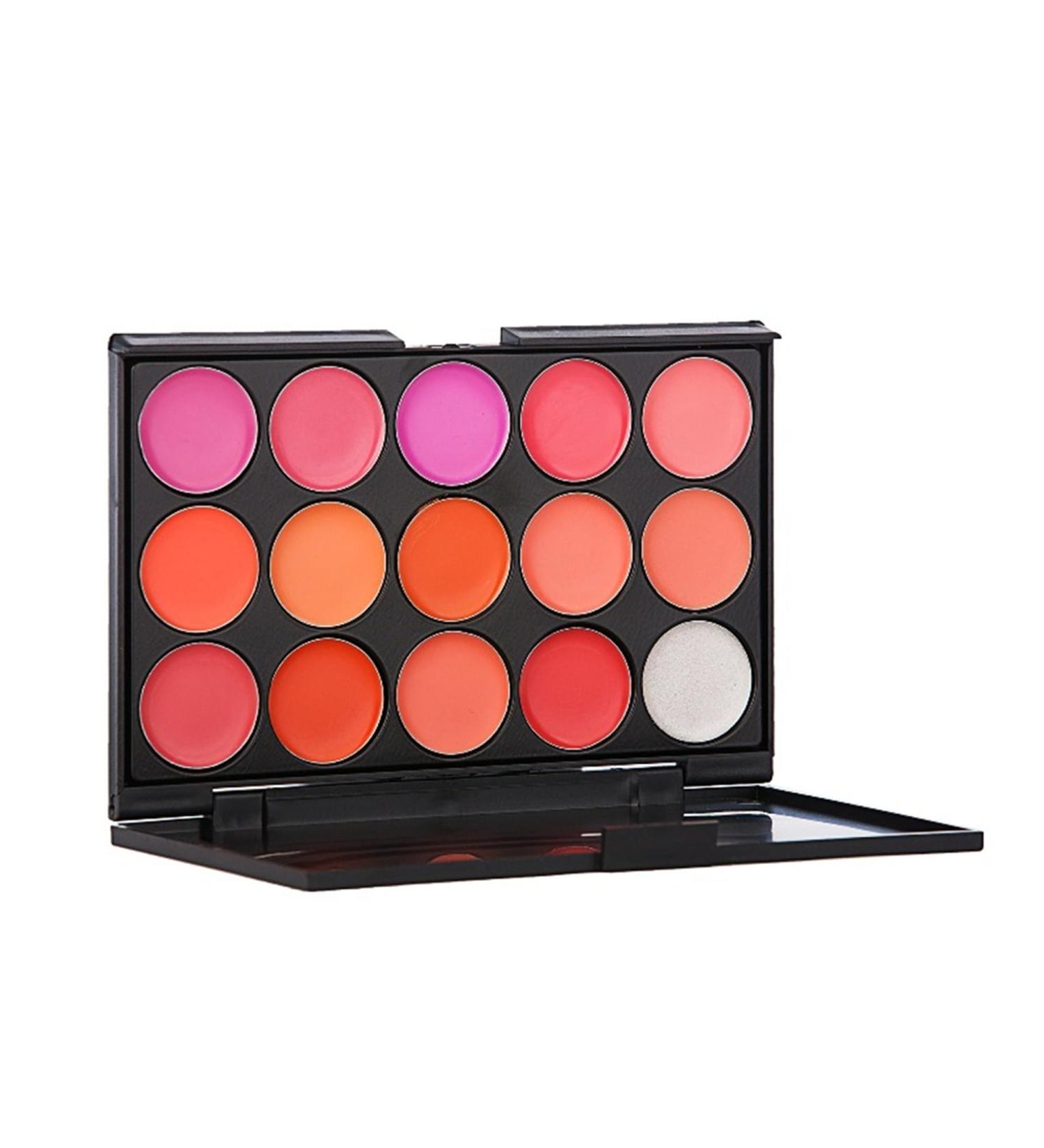 FantasyDay Pro Matte 15 Colors Lip Gloss Palette | Non-Sticky Lipgloss Makeup Kit for Flawless Contouring - Shop Internationally - Buy Online on SooperMarket.com