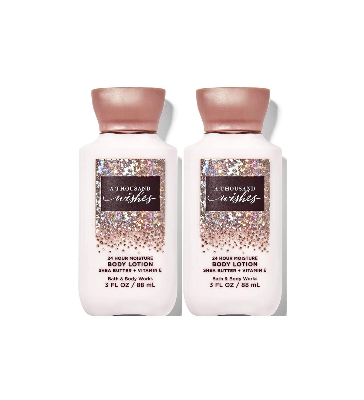Bath and Body Works 2 Pack 24 Hour Moisture Travel Size Body Lotion 3 Oz. (A Thousand Wishes)