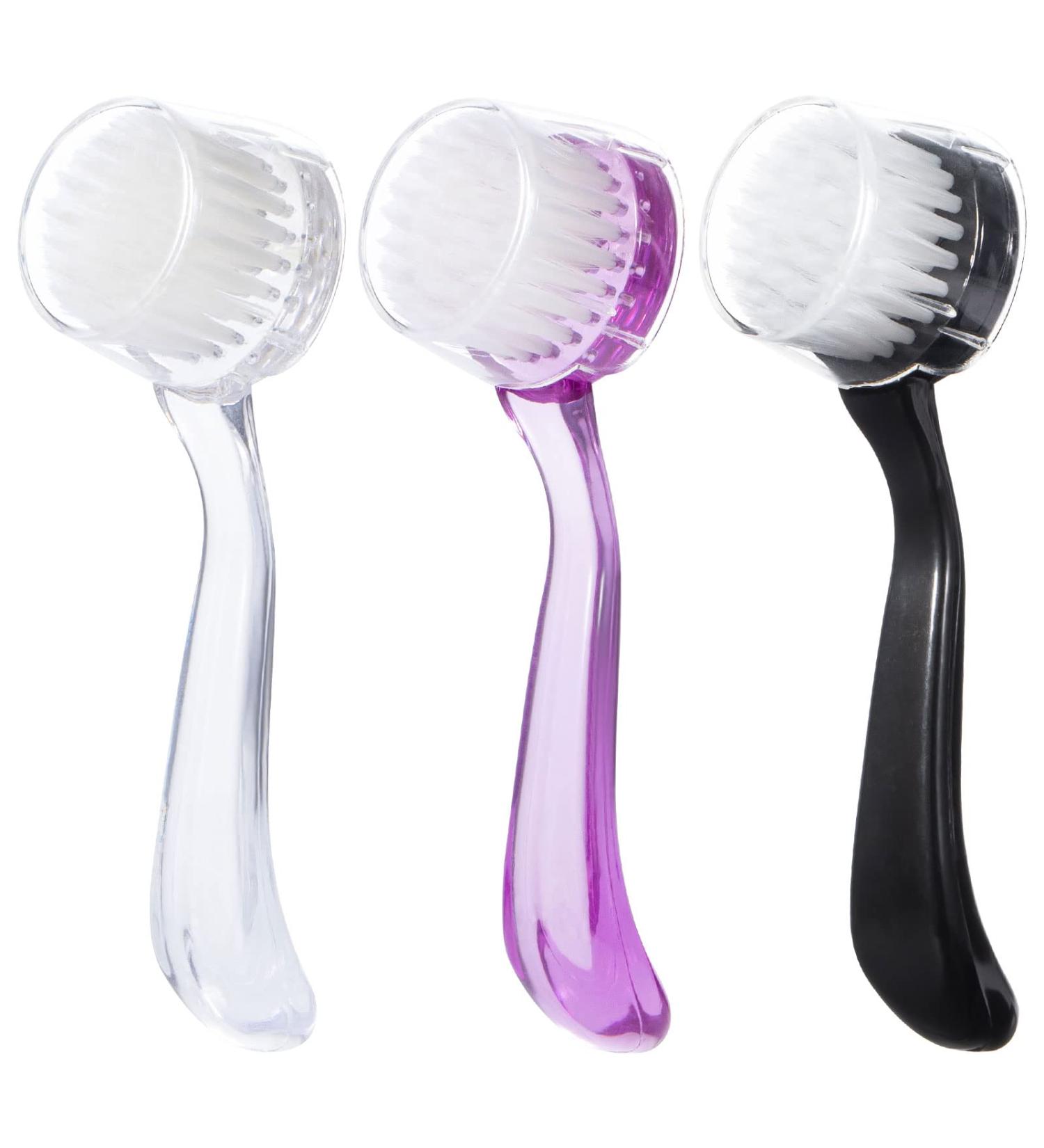 Raploy Soft Bristle Facial Cleansing Brush 3 Pack - Acrylic Handle for Exfoliating and Massage - Black Clear Purple (5.24x1.38) - Buy Online on SooperMarket.com