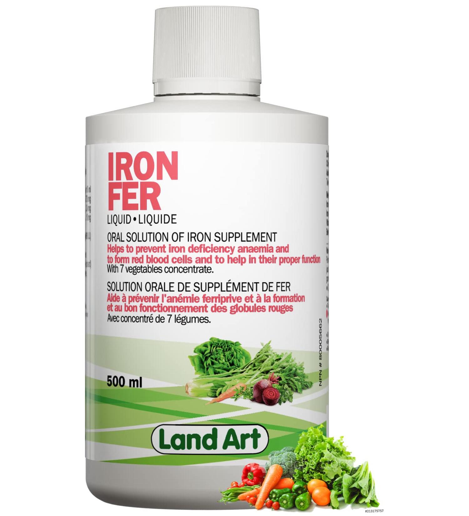 Liquid Iron with Vitamin C Supplement 500ml Added Vitamin C - Maximum Absorption - Vegetarian - Non-GMO Gluten Free No Sugar Added - Made in Canada - Buy Online on SooperMarket.com