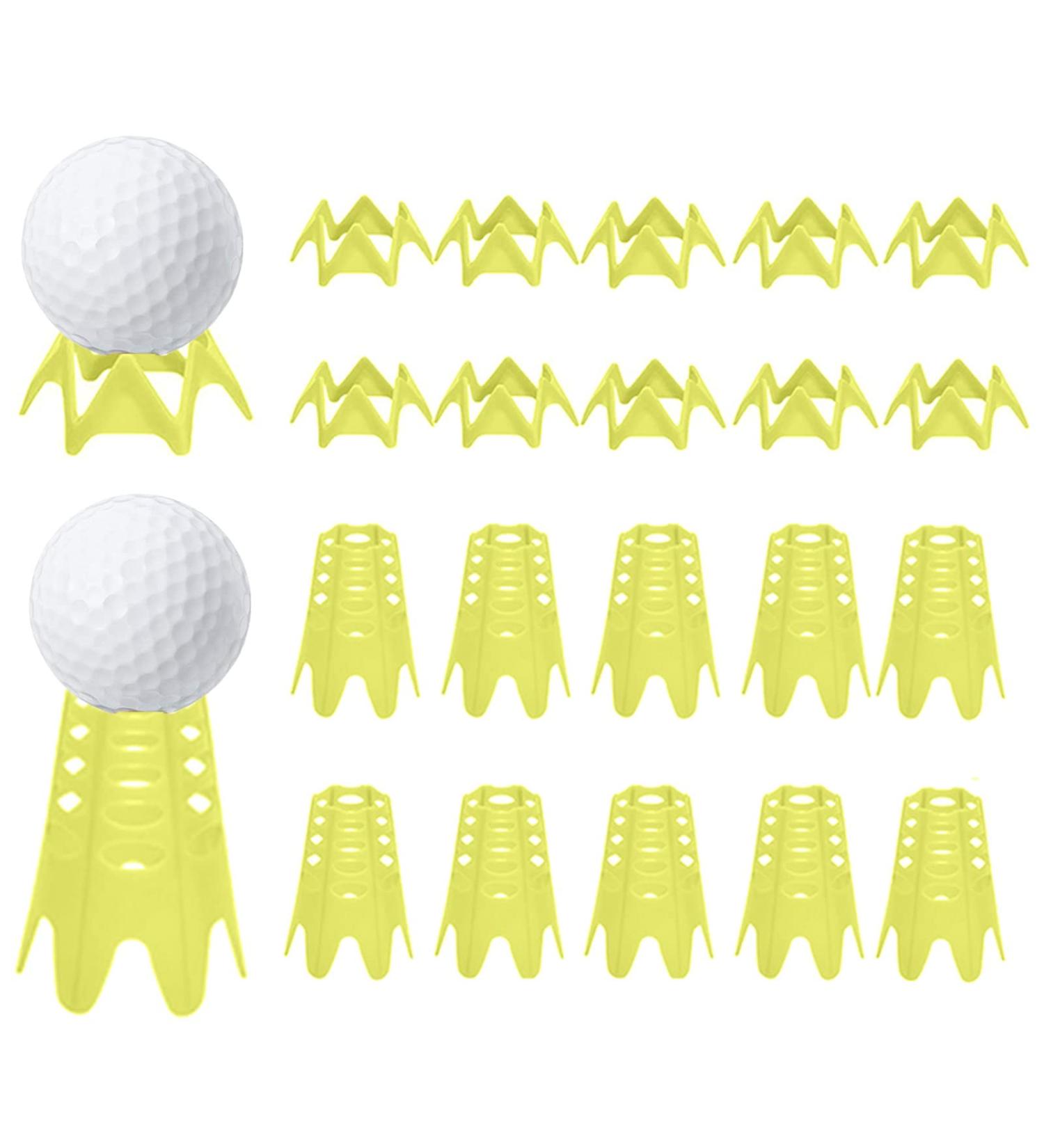 Plastic Golf Tees 20Pcs Pack for Indoor & Outdoor Simulator Practice - 10 Tall & 10 Small Yellow Tees for Winter Turf & Driving Range - Buy Online on SooperMarket.com