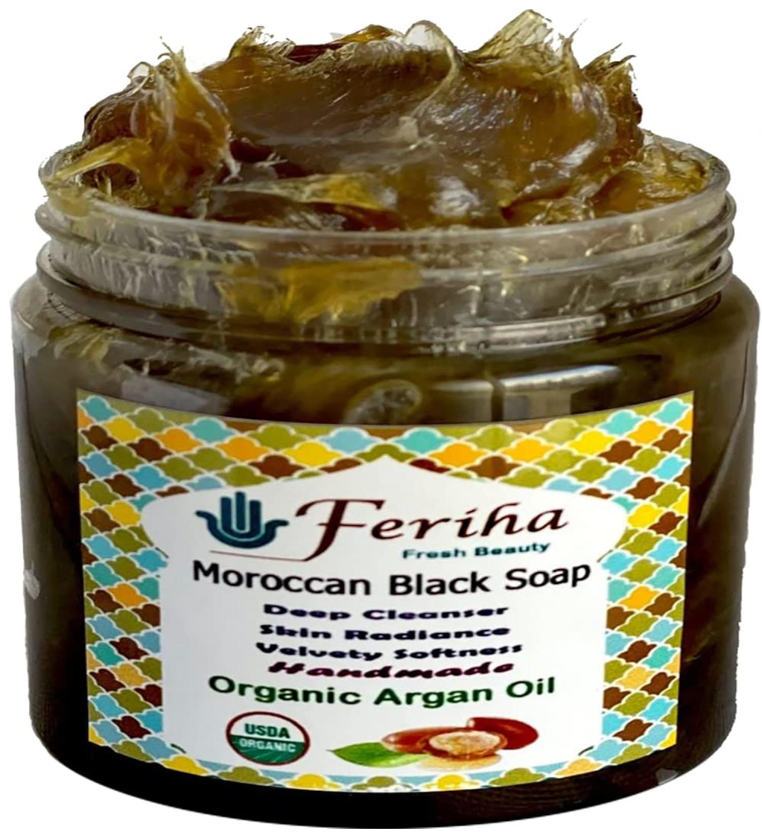 Feriha Moroccan Black Soap with Organic Argan Oil - 100% Natural Beldi Soap - Buy Online on SooperMarket.com