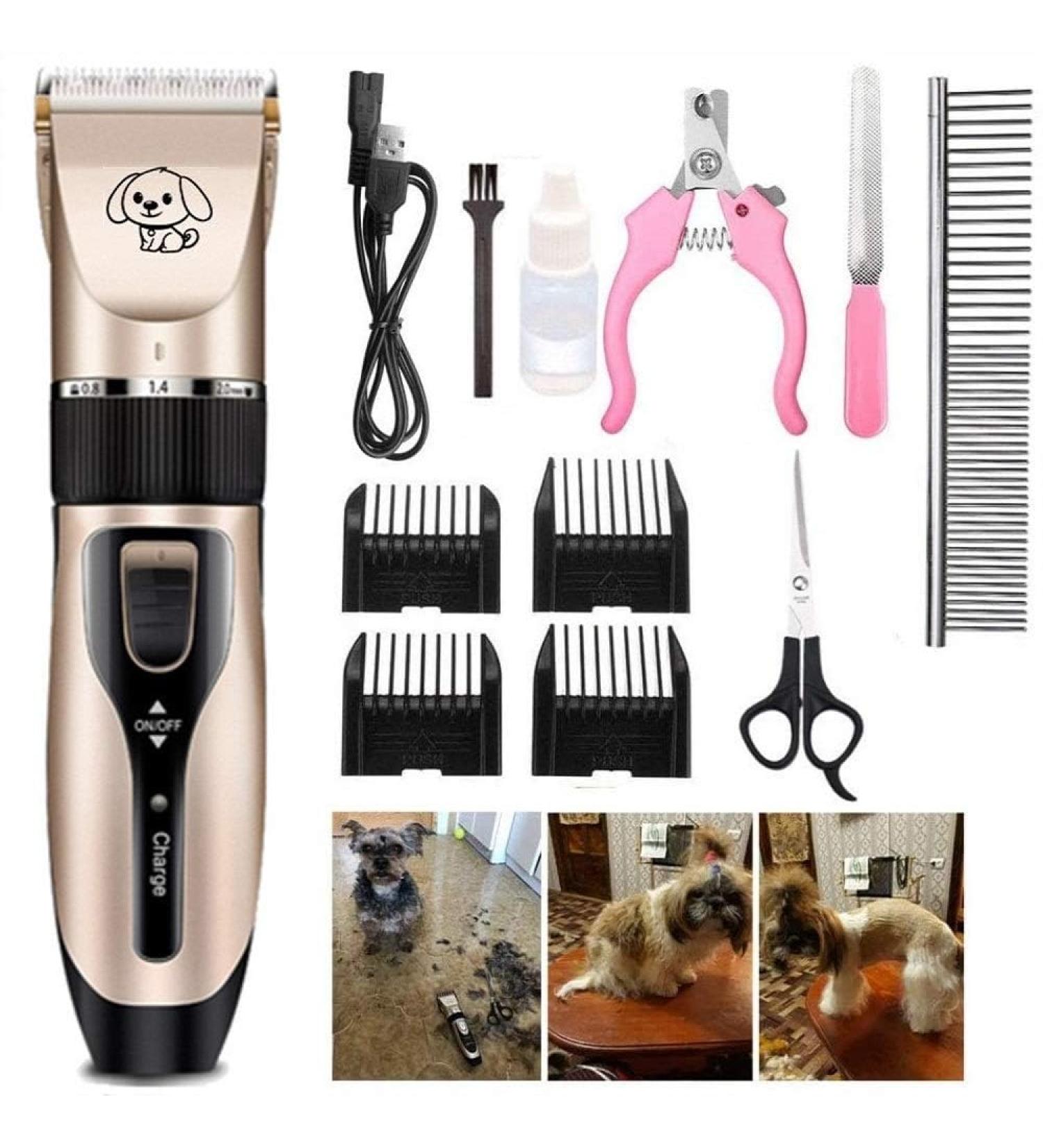 Dog Clippers Rechargeable Low Noise Cordless Pet Clippers with 4 Guide Combs and Cleaning Brush Nail Kits - Buy Online on SooperMarket.com