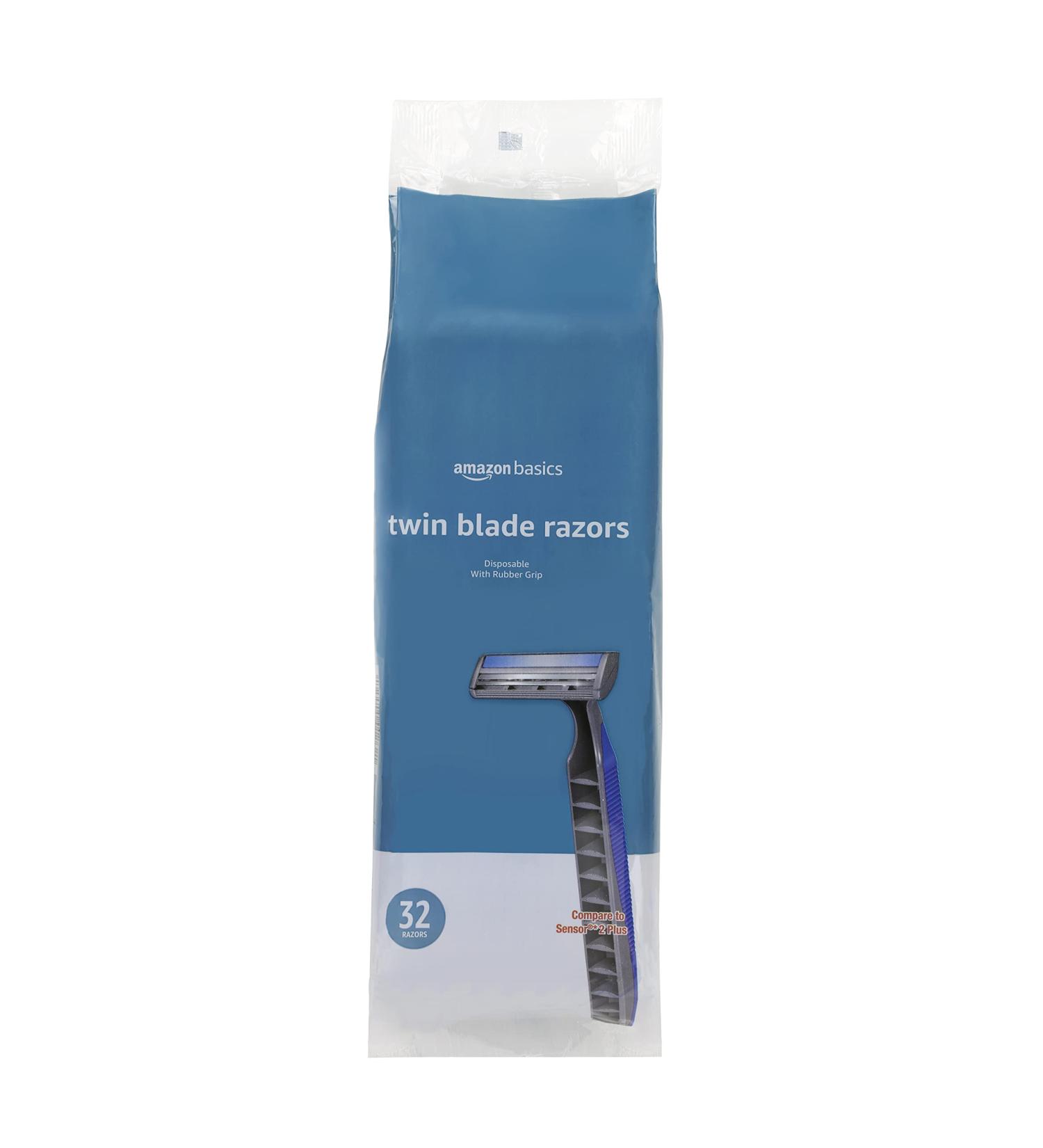 Amazon Basics Twin Blade Disposable Razors - 32 Count with Rubber Grip - Buy Online on SooperMarket.com