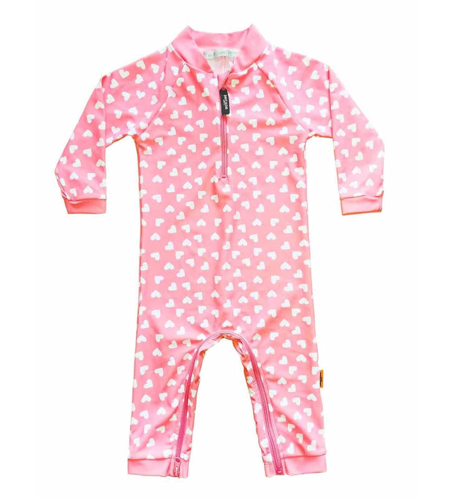 weVSwe Baby Toddler Boy Rash Guard Swimsuit UPF 50+ Sun Protection | Pink Hearts | 12-18 Months - Buy Online on SooperMarket.com