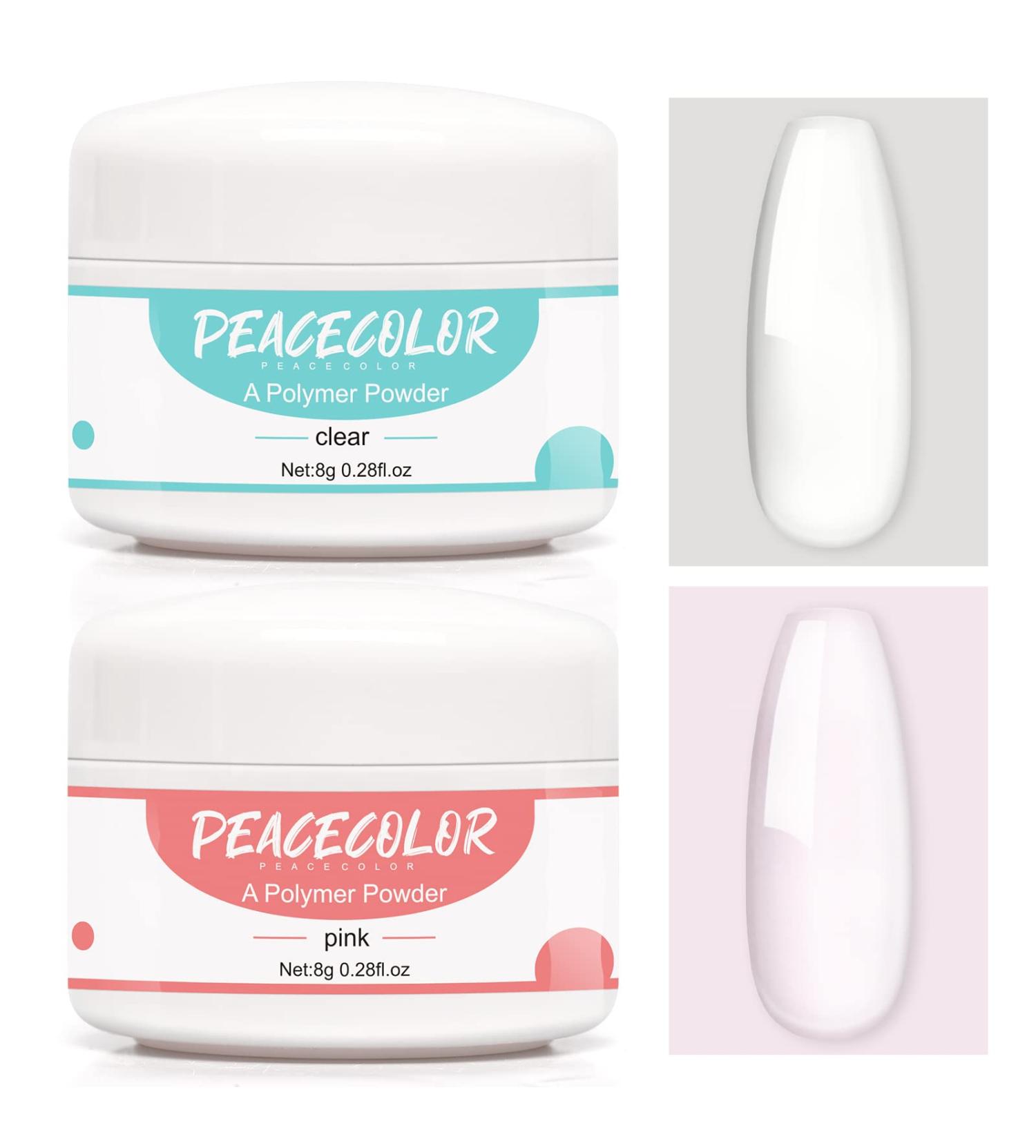 PEACECOLOR Acrylic Nail Kit 8G 2PC Clear Pink Acrylic Powder Set Acrylic System for Beginners DIY Nail Art Nails Extension No Nail Lamp Needed Professional Multicolor for Home DIY Nail Art color 166 - Buy Online on SooperMarket.com