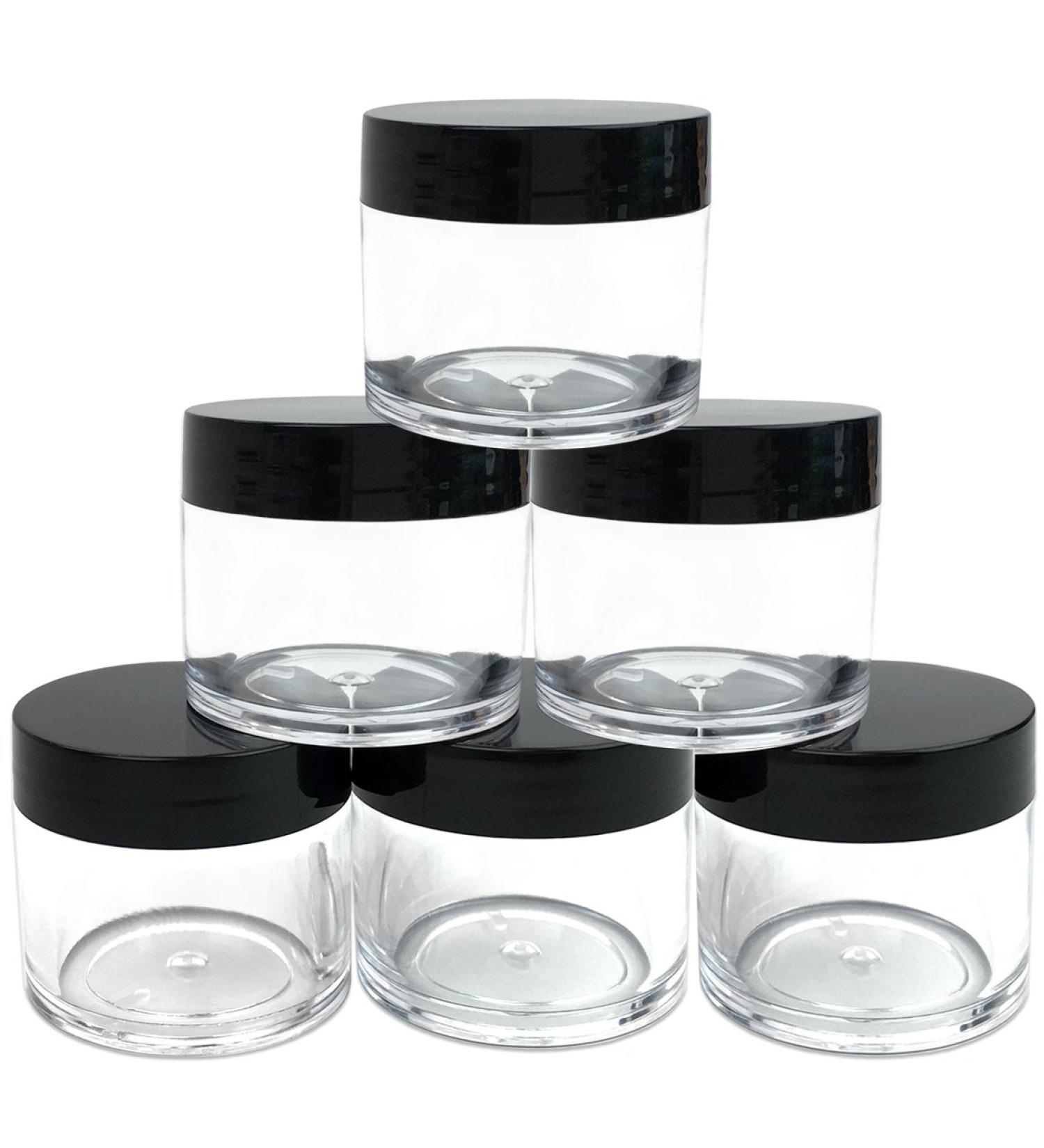 Beauticom Premium 30G/30ML Round Clear Jars (Set of 6) - BPA Free Black Flat Top Lids for Beads Gems Glitter & Crafts - International Shipping Available - Buy Online on SooperMarket.com