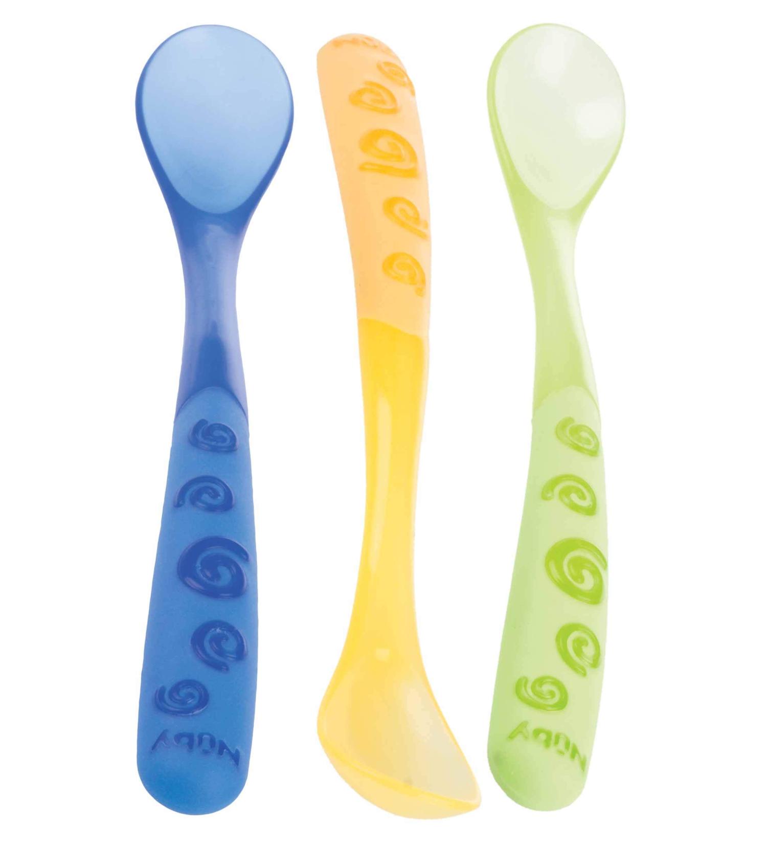 Nuby ID5377 Long Porridge Spoon - Pack of 3 in Assorted Colours | Best International Shipping - Buy Online on SooperMarket.com