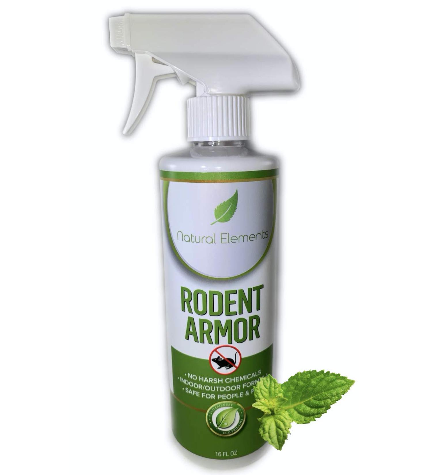 Natural Elements Rodent Armor: Premium Peppermint Oil Mouse Repellent Spray - 16 oz - Safe for Vehicles, Boats, RVs, Tractors, and Equipment - Child and Pet Friendly - Indoor/Outdoor Use - Buy Online on SooperMarket.com