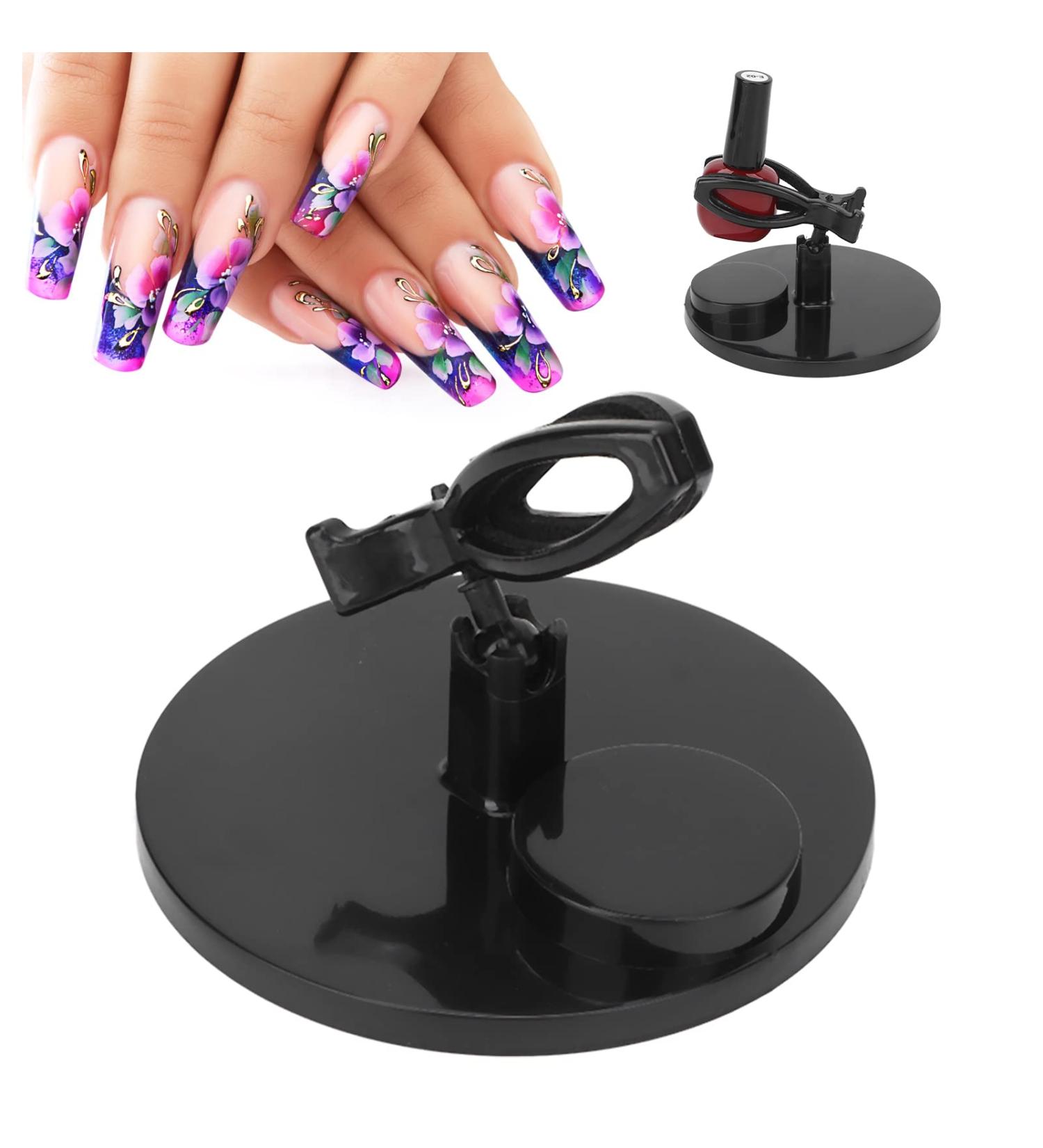 Nail Polish Bottle Holder Stand with Tilter Function Anti-Spill and Prevent Fall Off Nail Gel Fixing Clip for Manicure Painting (Wide Base)(Black) - Buy Online on SooperMarket.com