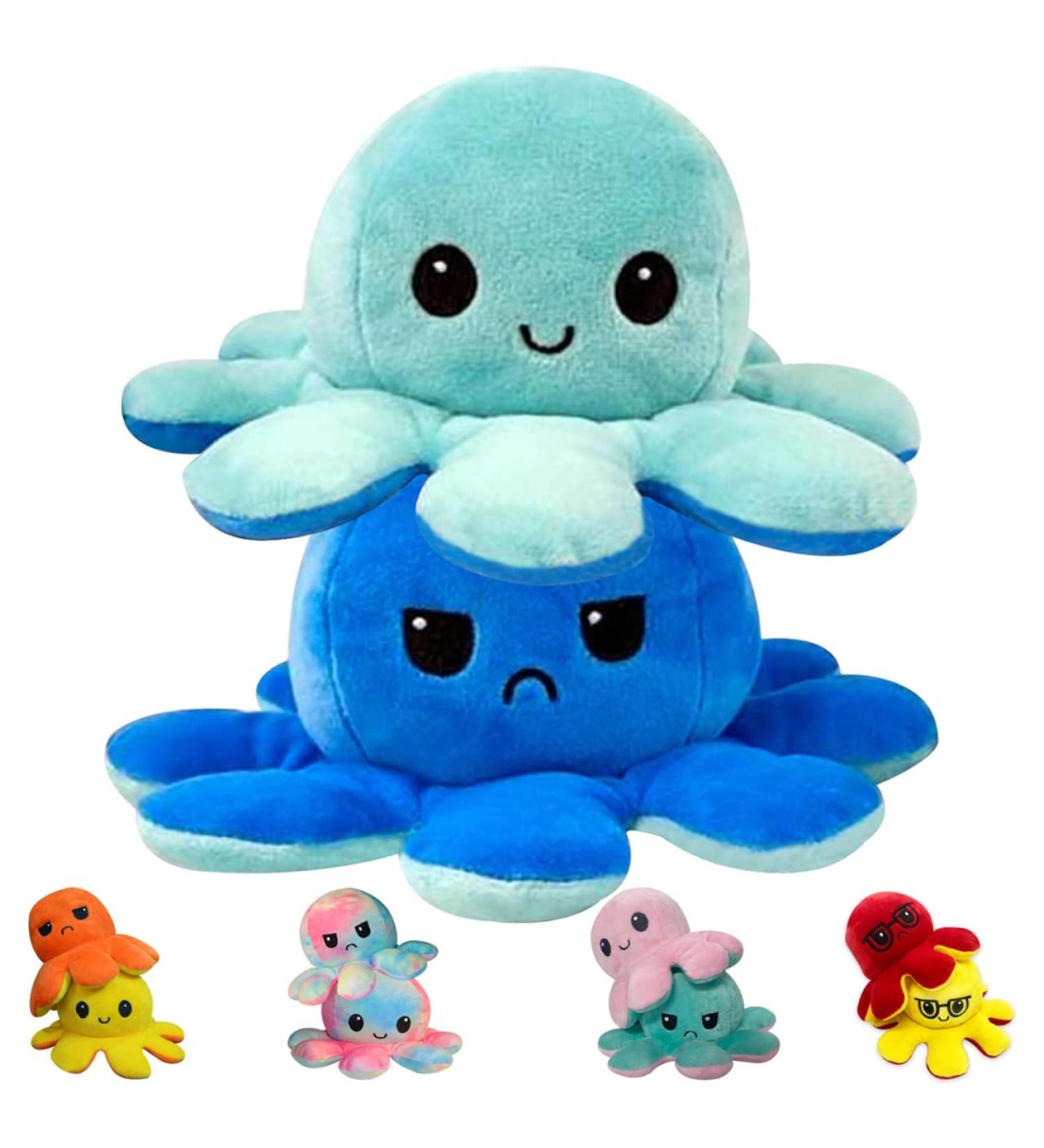 FASTEXX Octopus Reversible Plushies - Double-Sided Flip Mood Octopus - Sweet Gift for Kids and Family - Blue - Buy Online on SooperMarket.com