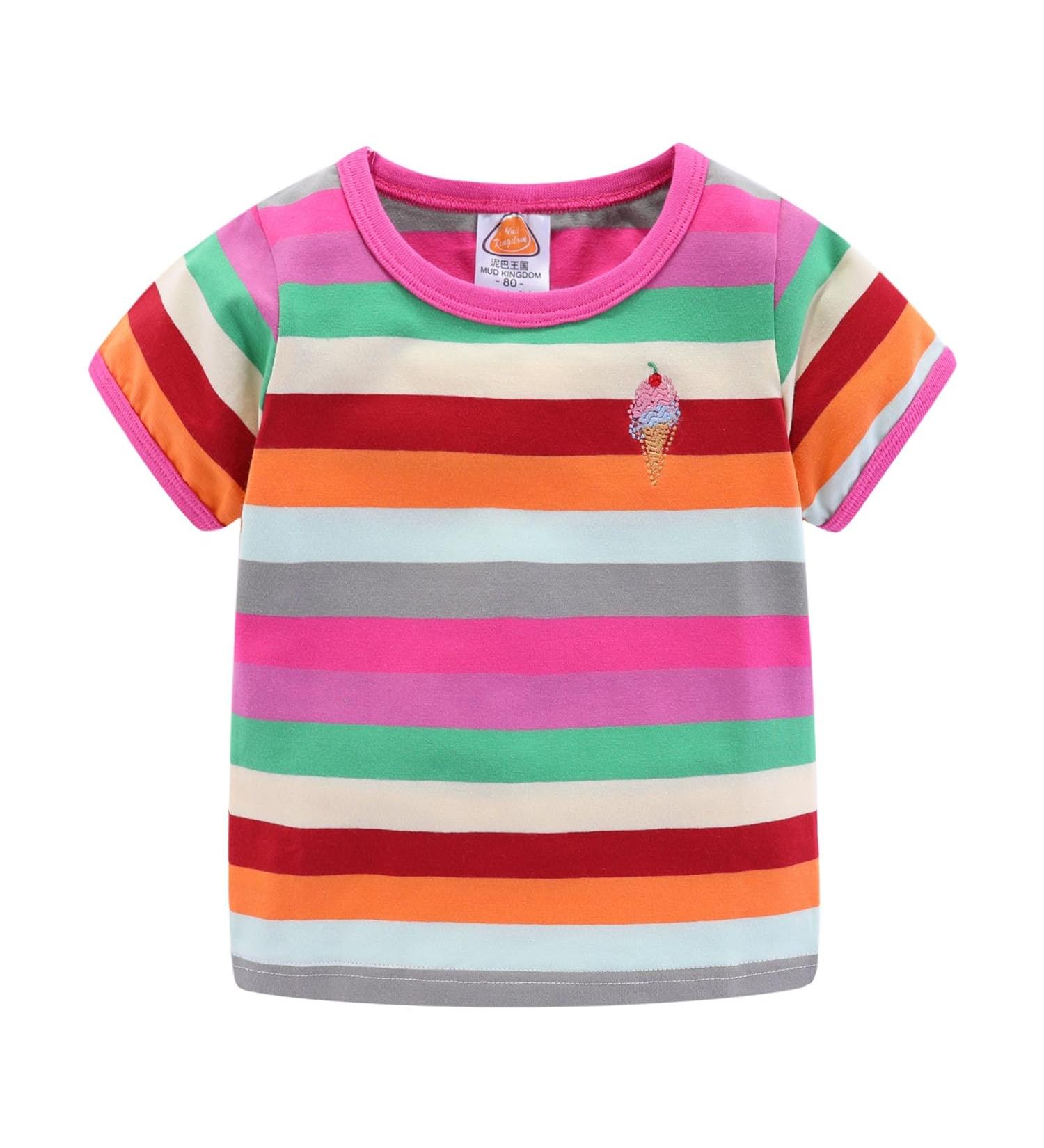 Mud Kingdom Little Boys Rainbow Stripe T-Shirt - Hot Pink, 12-18 Months - Buy Online on SooperMarket.com