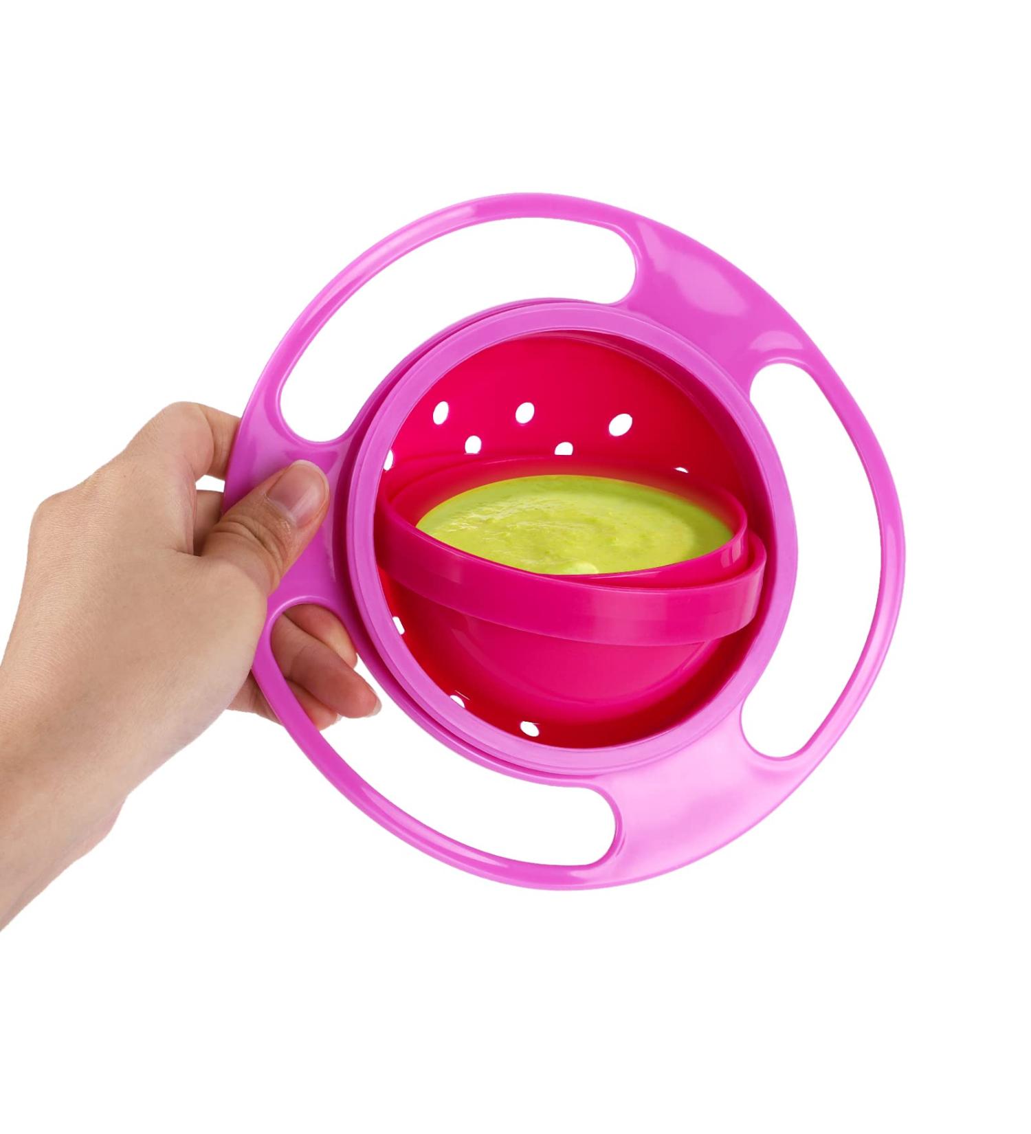 360 Degrees Gyro Bowl - Unspillable Snack Toddler Bowl - Anti Spill Magic Bowl for Babies and Kids - Pink - Buy Online on SooperMarket.com