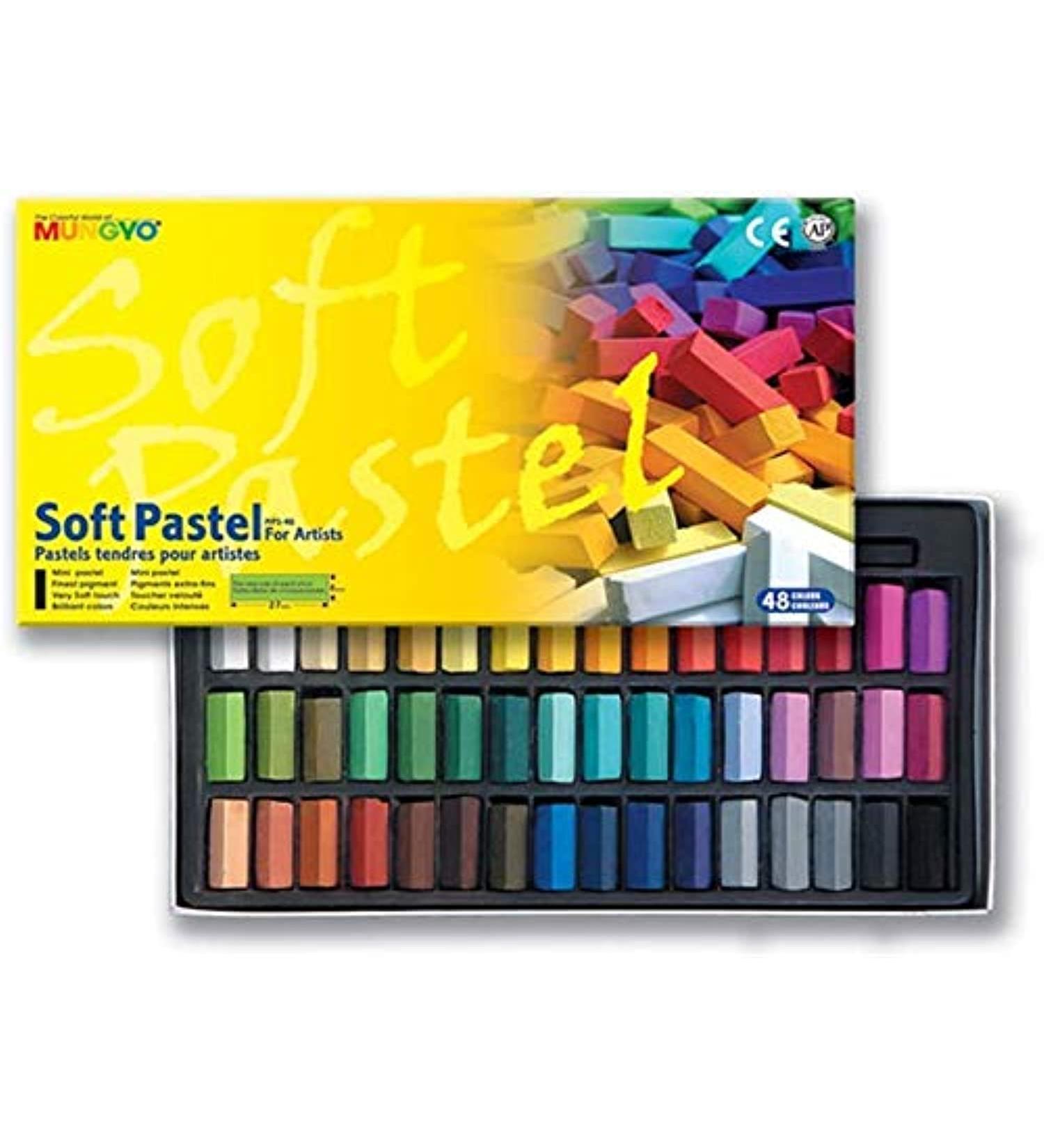Non Toxic Mungyo Soft Pastel Set of 48 Assorted Colors Square Chalk(US English Version) - New Version